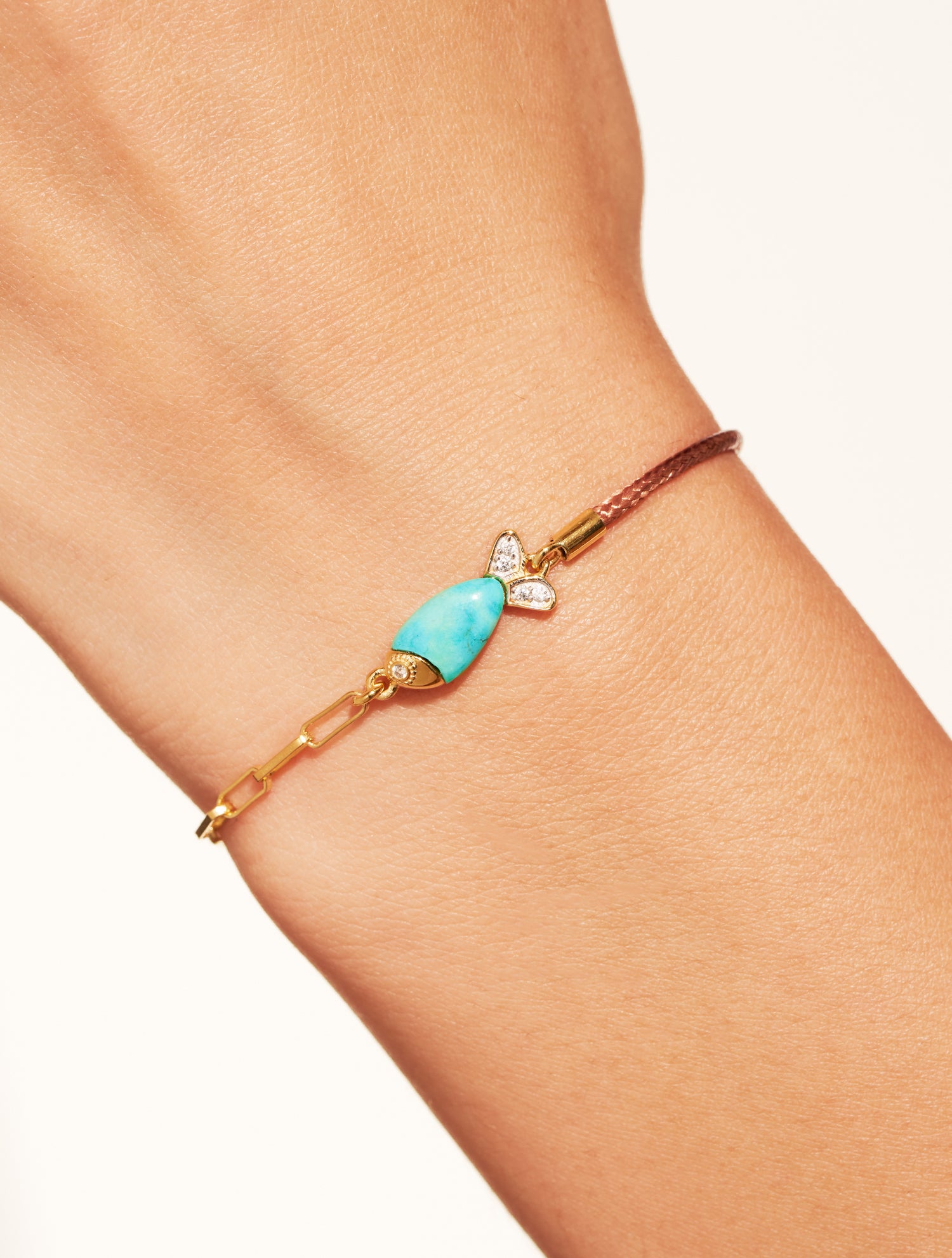 Bracelet poisson - Beige/Turquoise