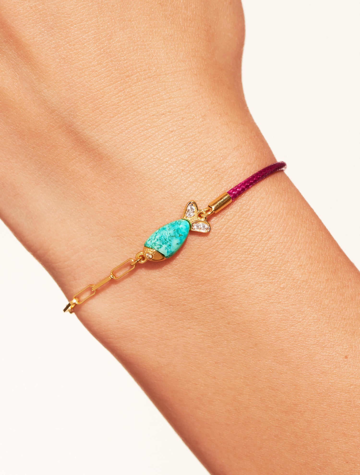 Bracelet poisson - Bordeaux/Turquoise