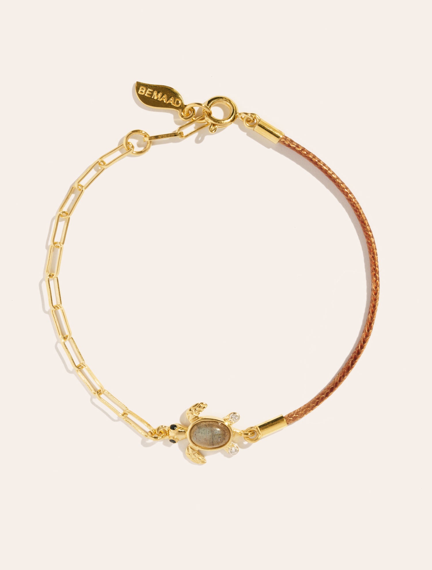 Labradorite/beige turtle bracelet - Soleil sauvage II