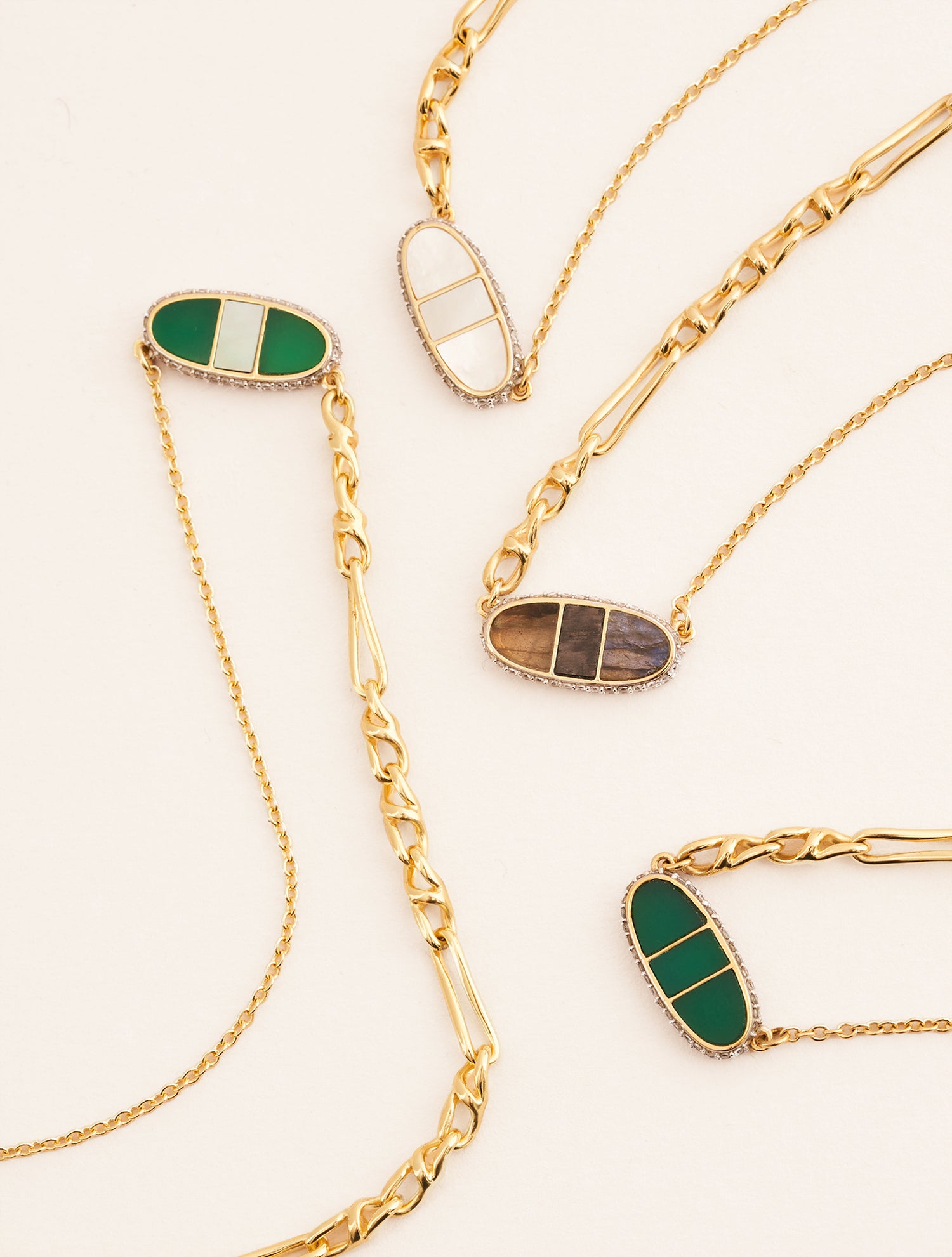 Collier Izy - Onyx Vert / Nacre Grise