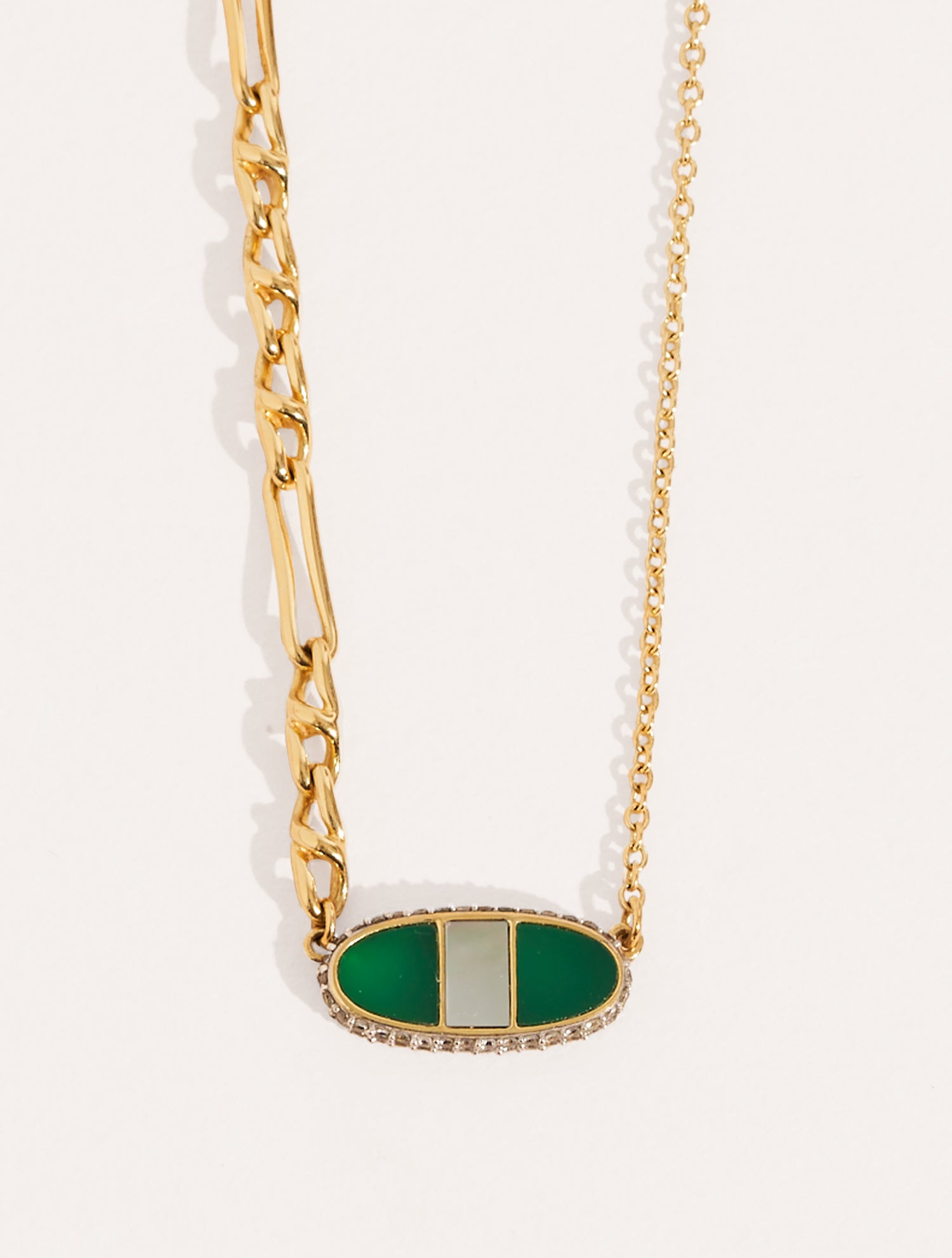 Collier Izy - Onyx Vert / Nacre Grise