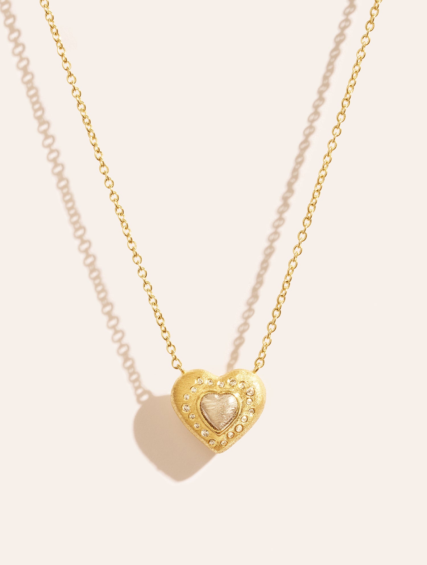 Magnetic Heart Necklace - White Zircon and Silver