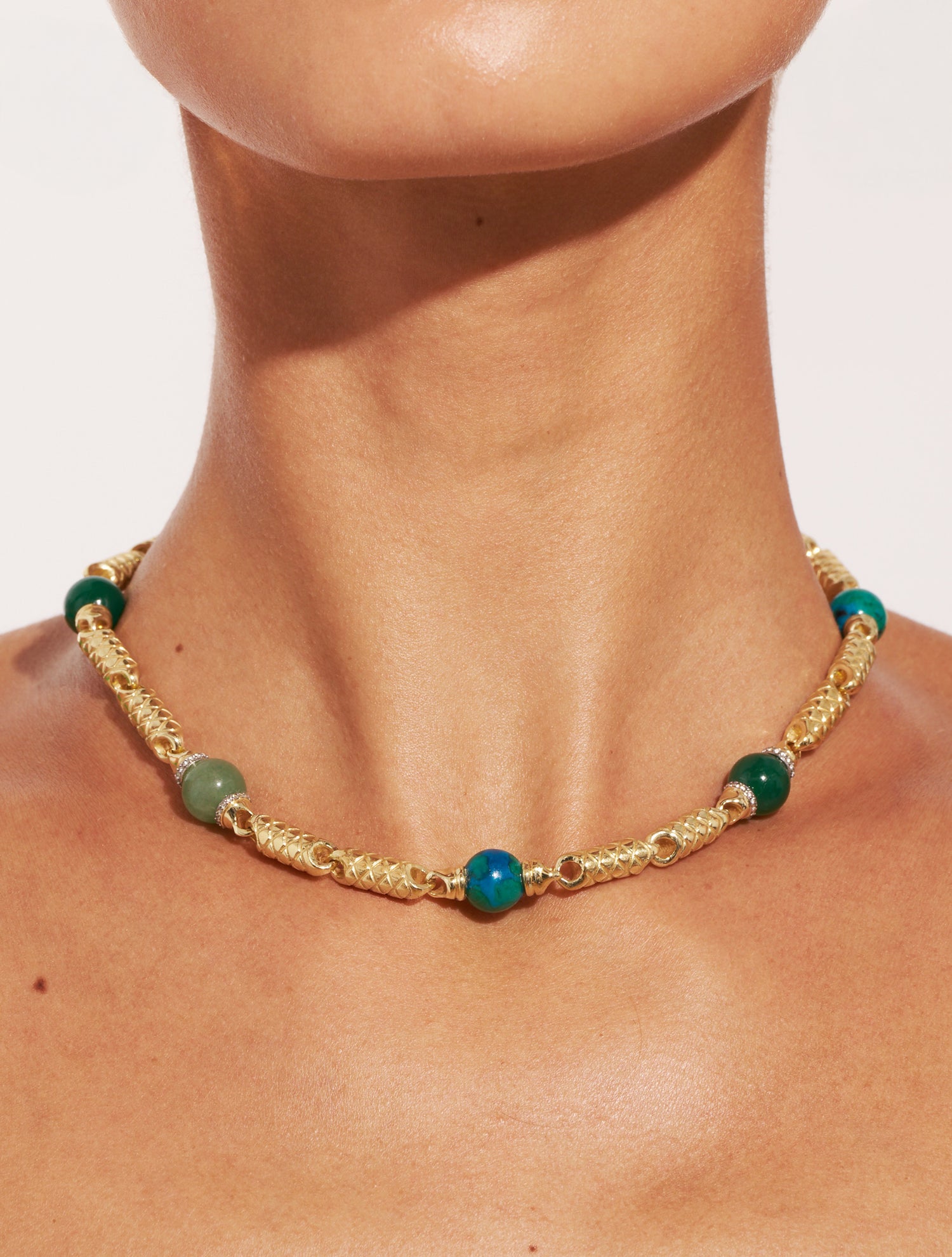 Collier Oro - Aventurine, Chrysocolle & Onyx Vert