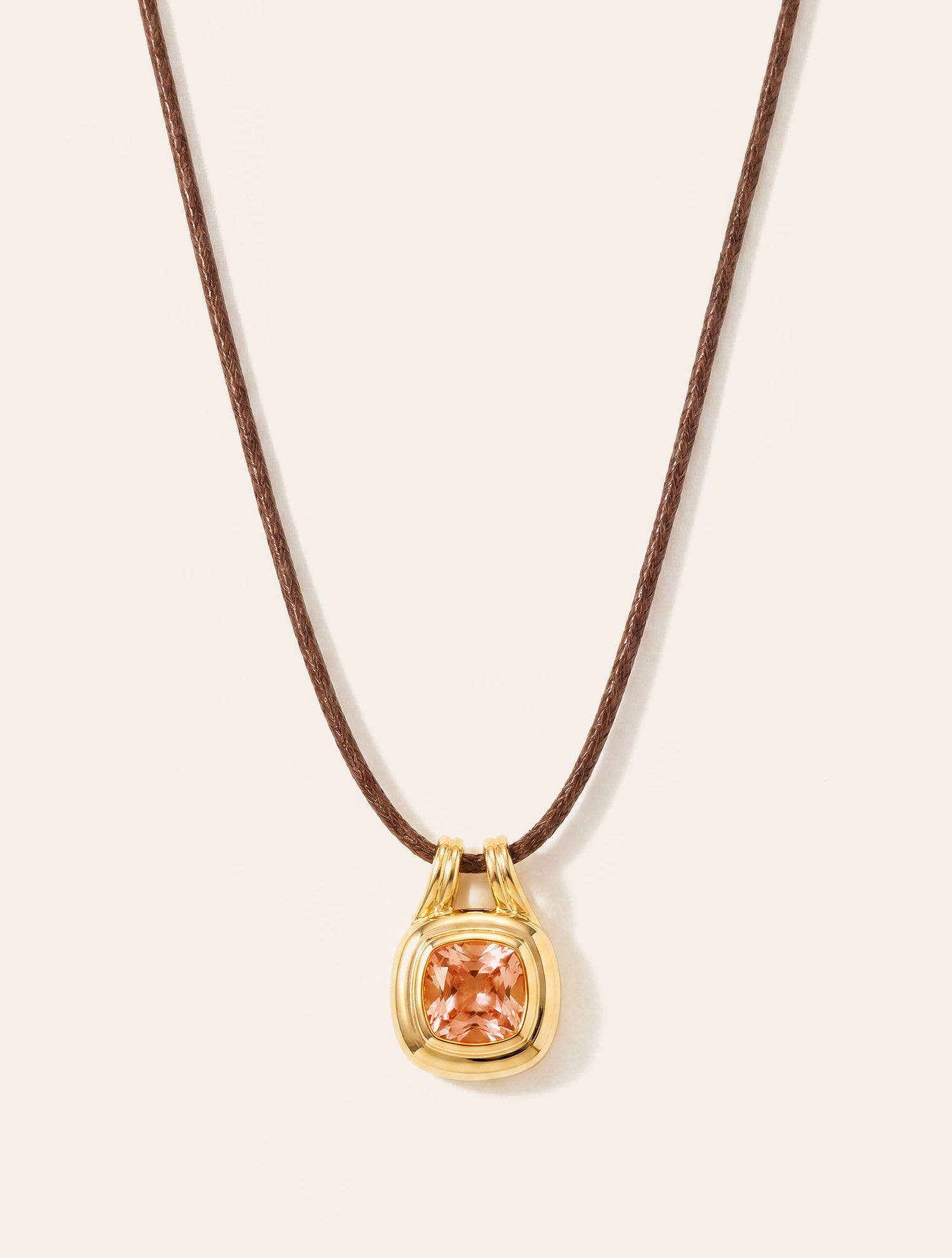 Collier carré - Quartz coloré champagne - Riviera