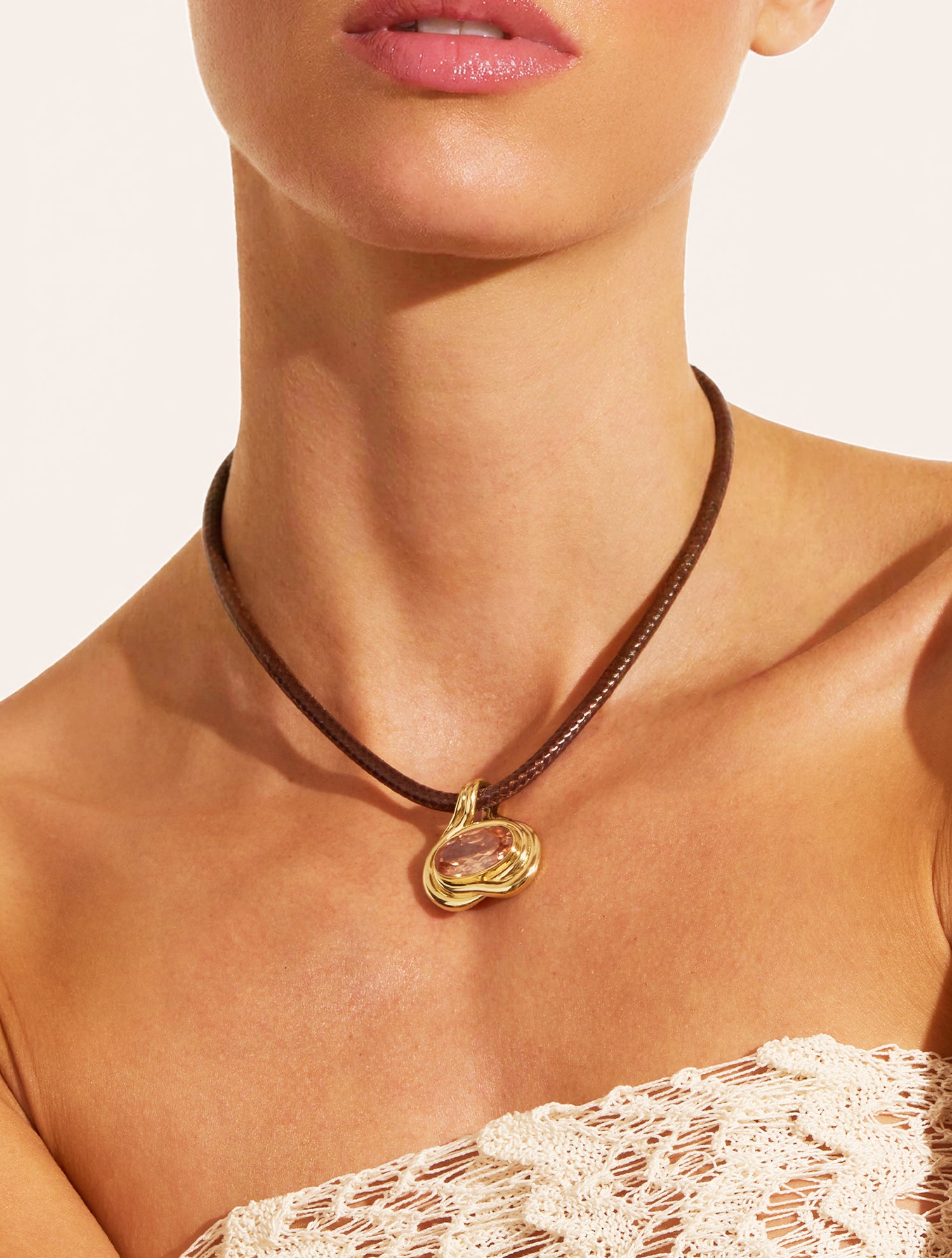 Collier Riviera - Quartz coloré champagne