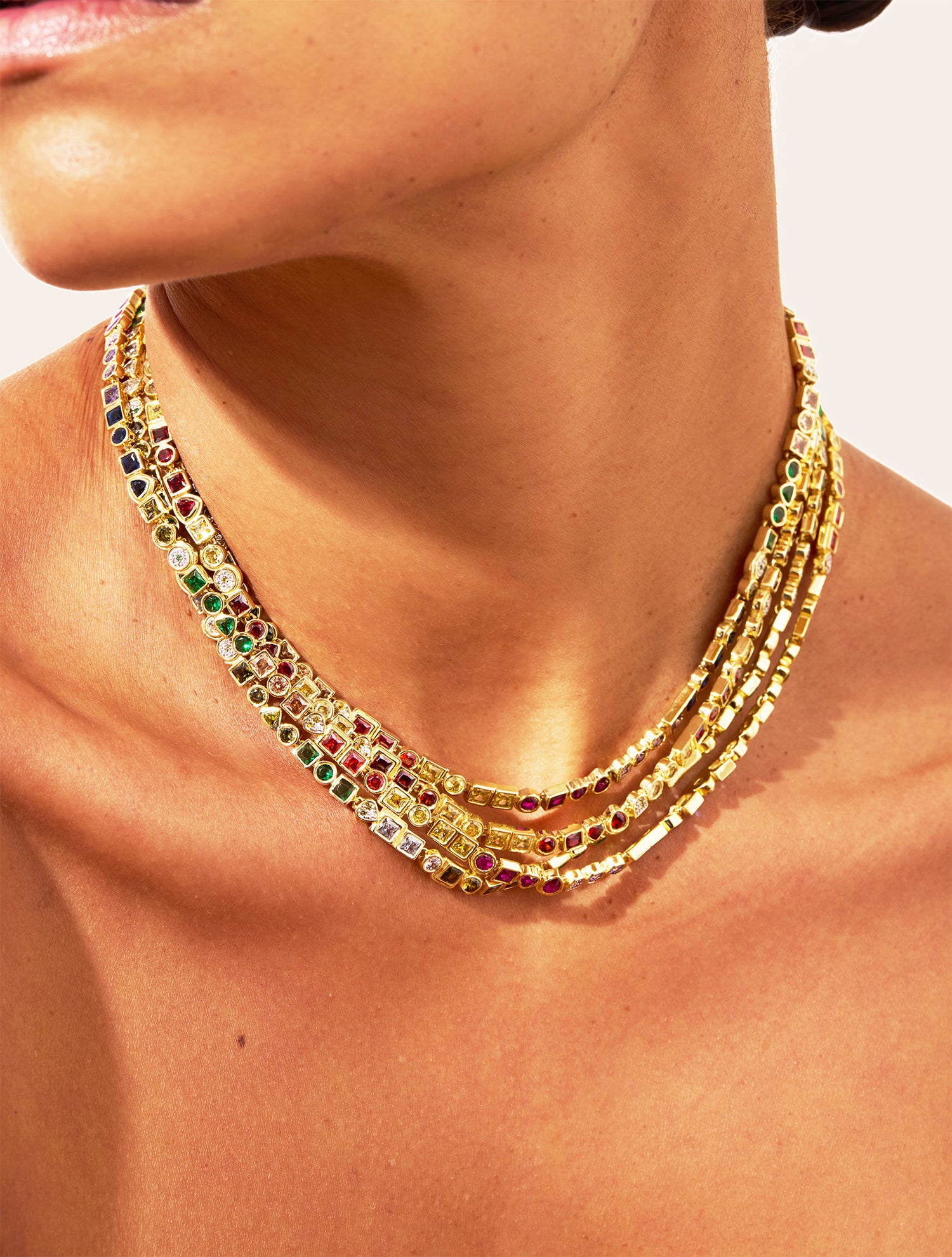 Collier Rivière - Zircons jaune et grenat