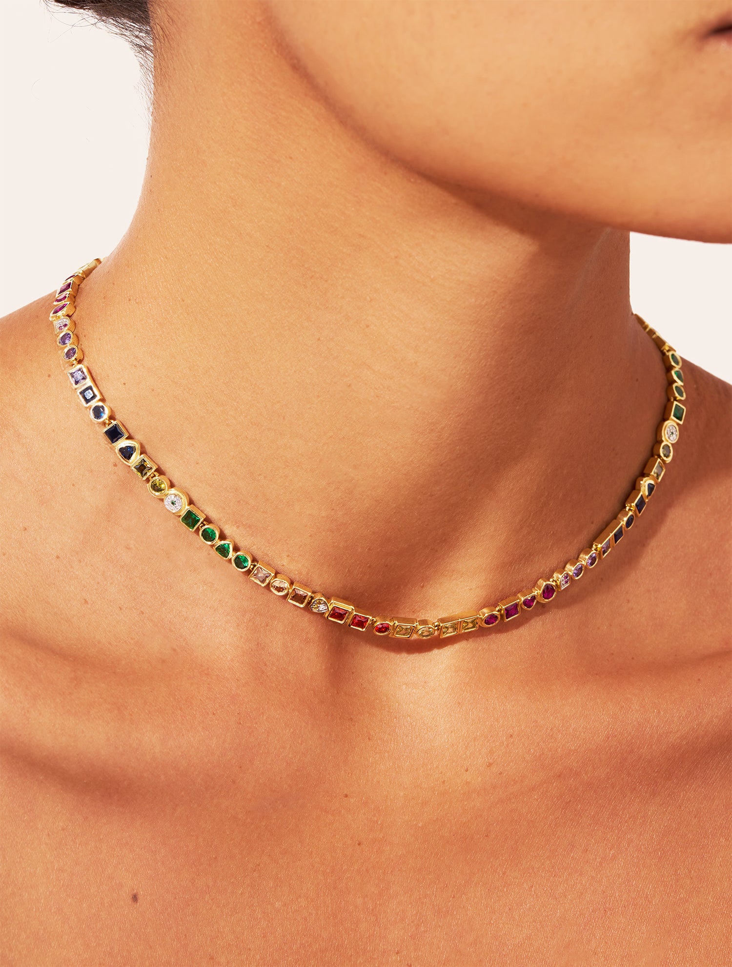 Collier Rivière - Zircons multicolores