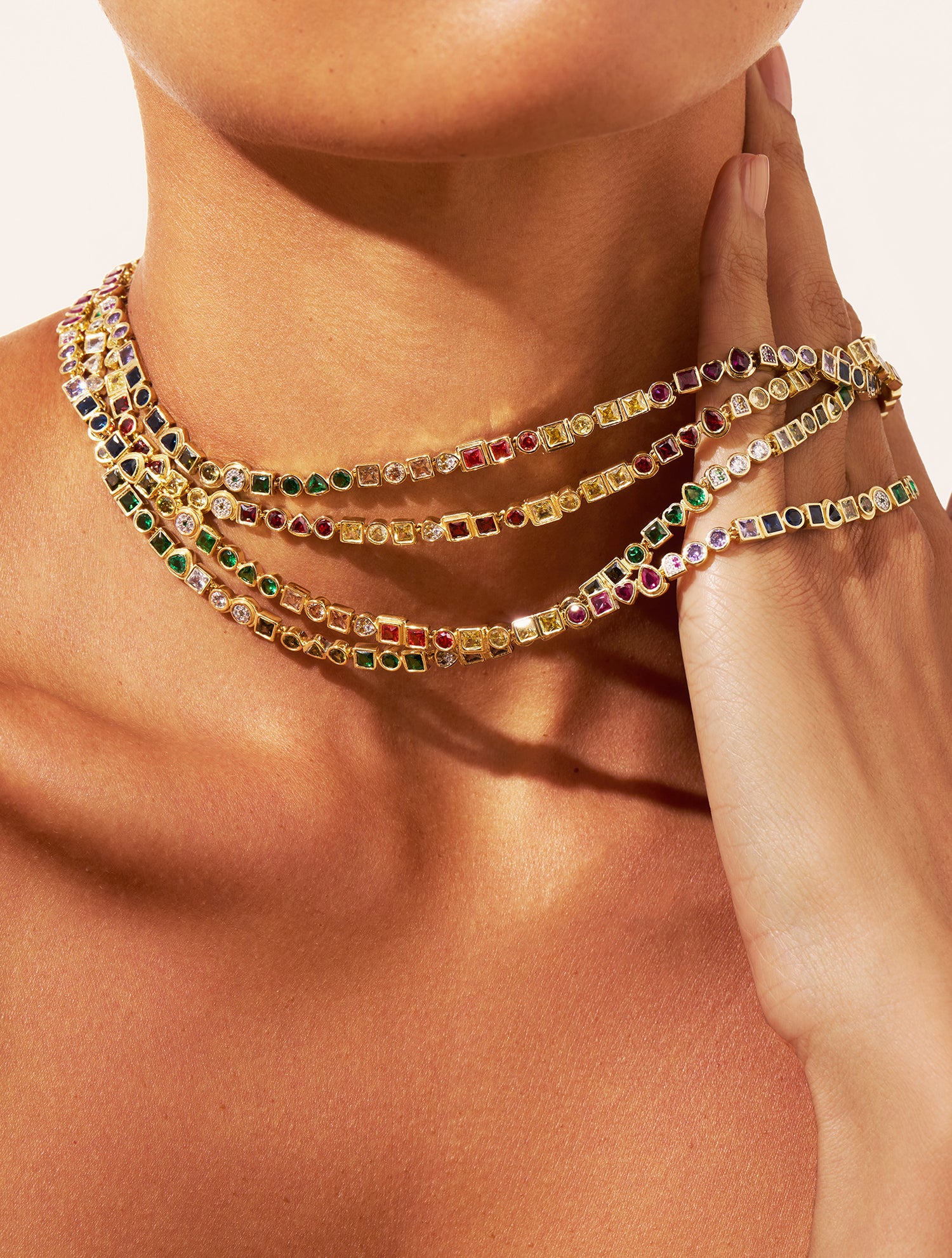 Collier Rivière - Zircons multicolores