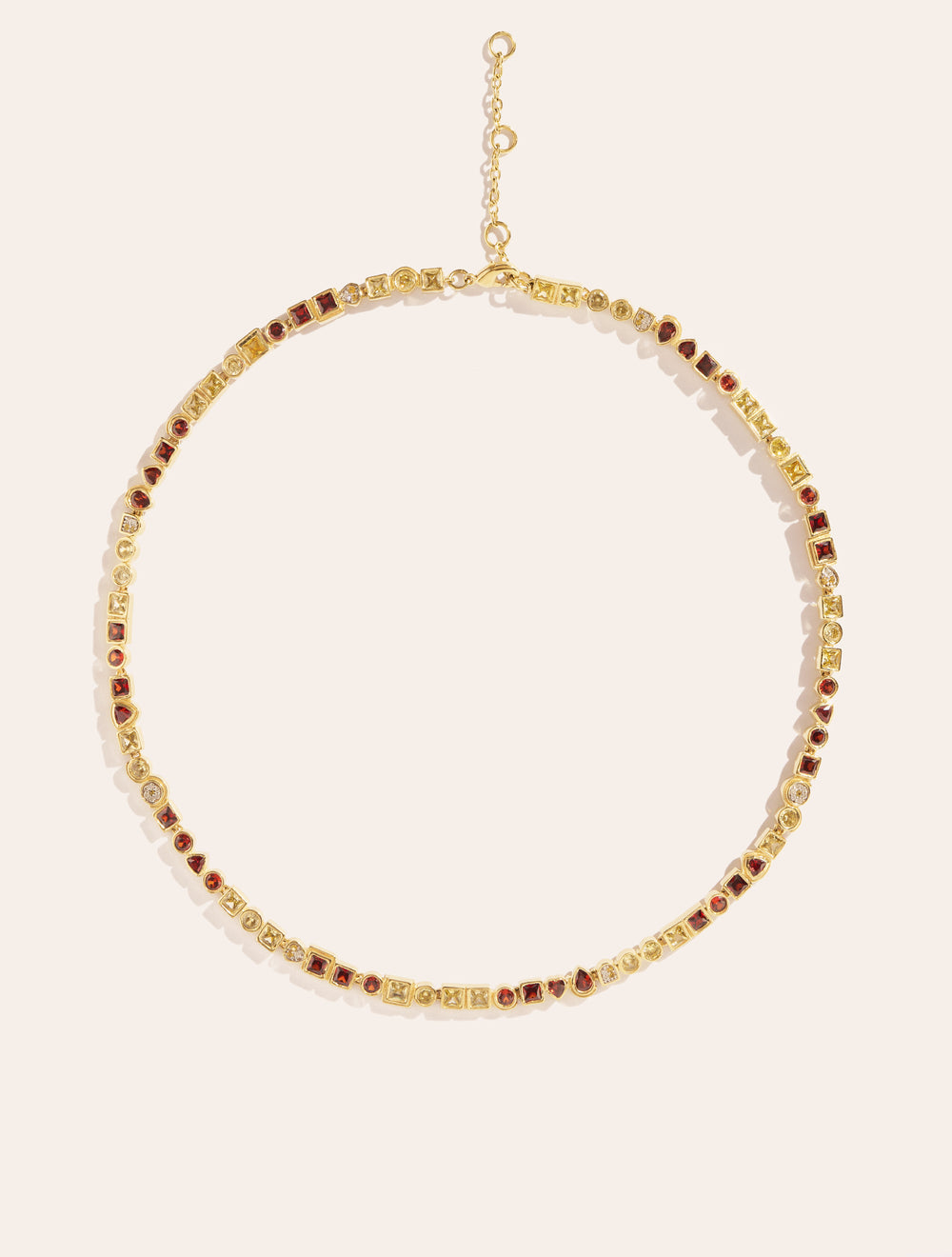 Collier Rivière - Zircons jaune et grenat