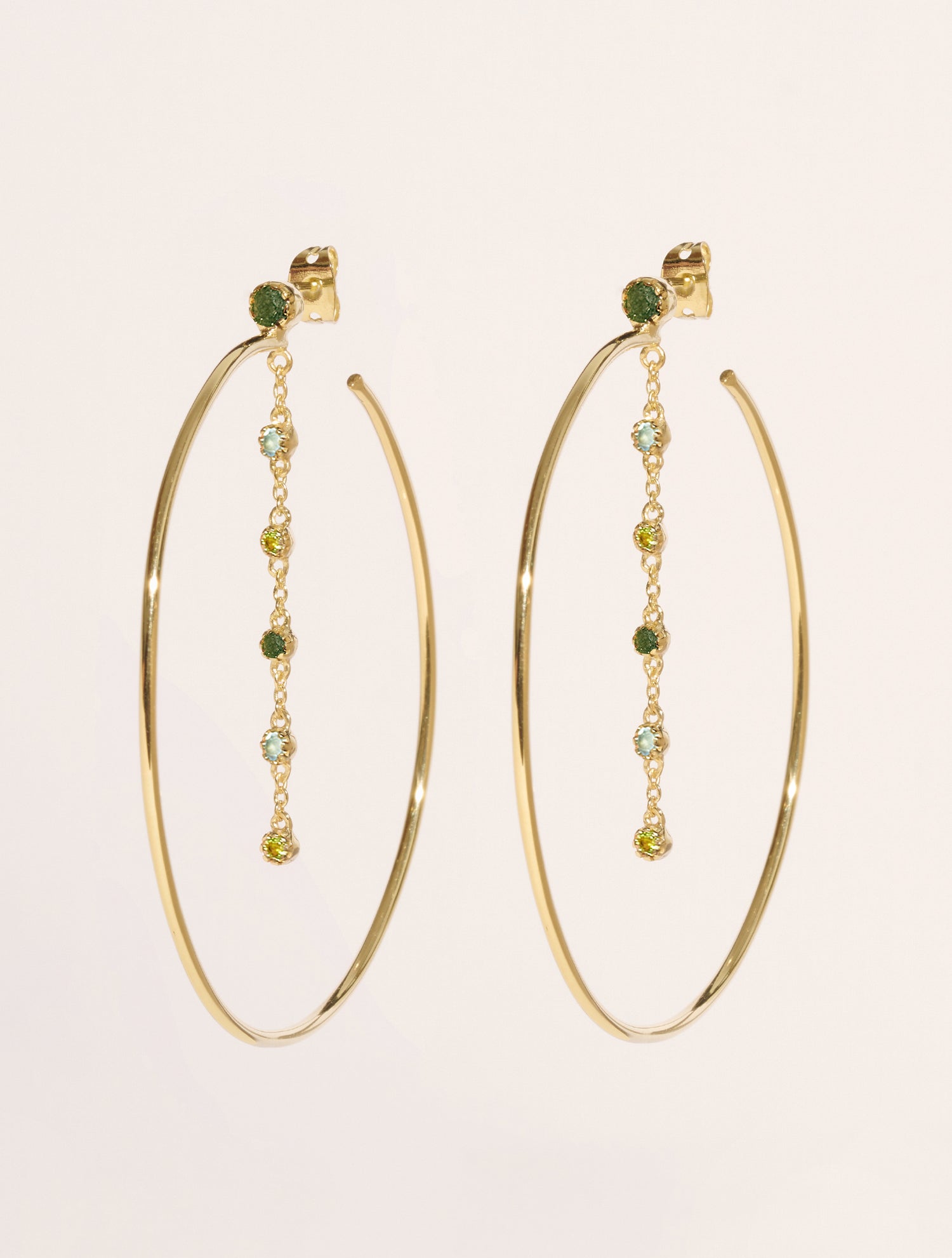 Créoles Mahdi - Aventurine, Calcédoine Bleue et Prehnite