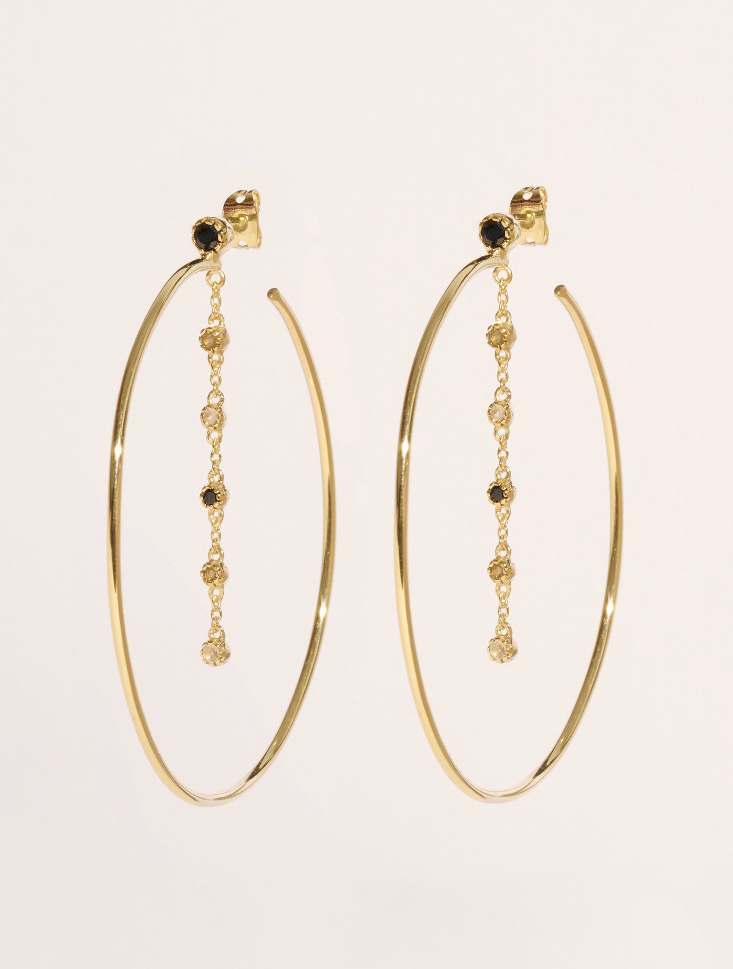 Créoles Mahdi - Onyx Texturé, Labradorite et Pierre de Lune