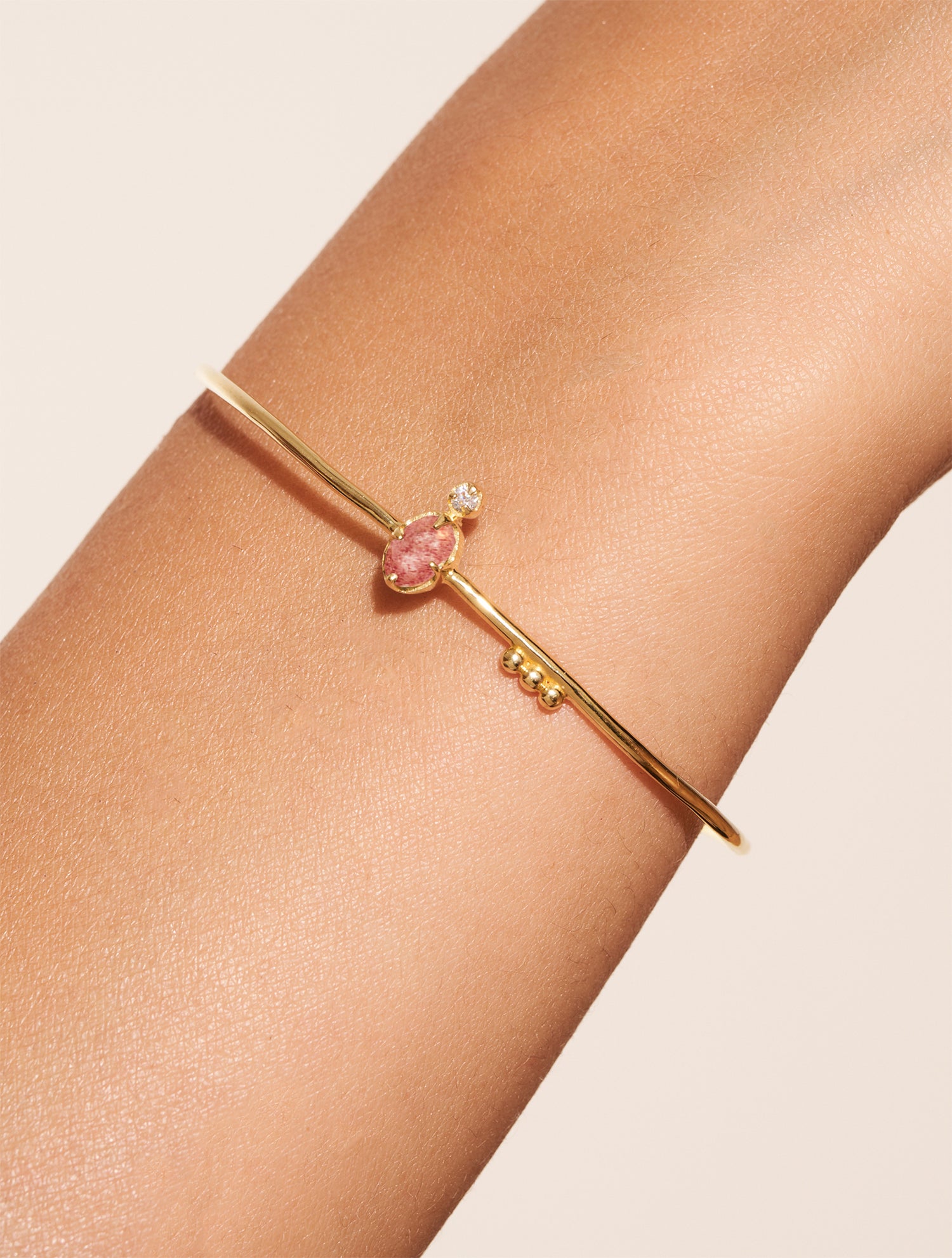 Jonc Mani - Quartz fraise