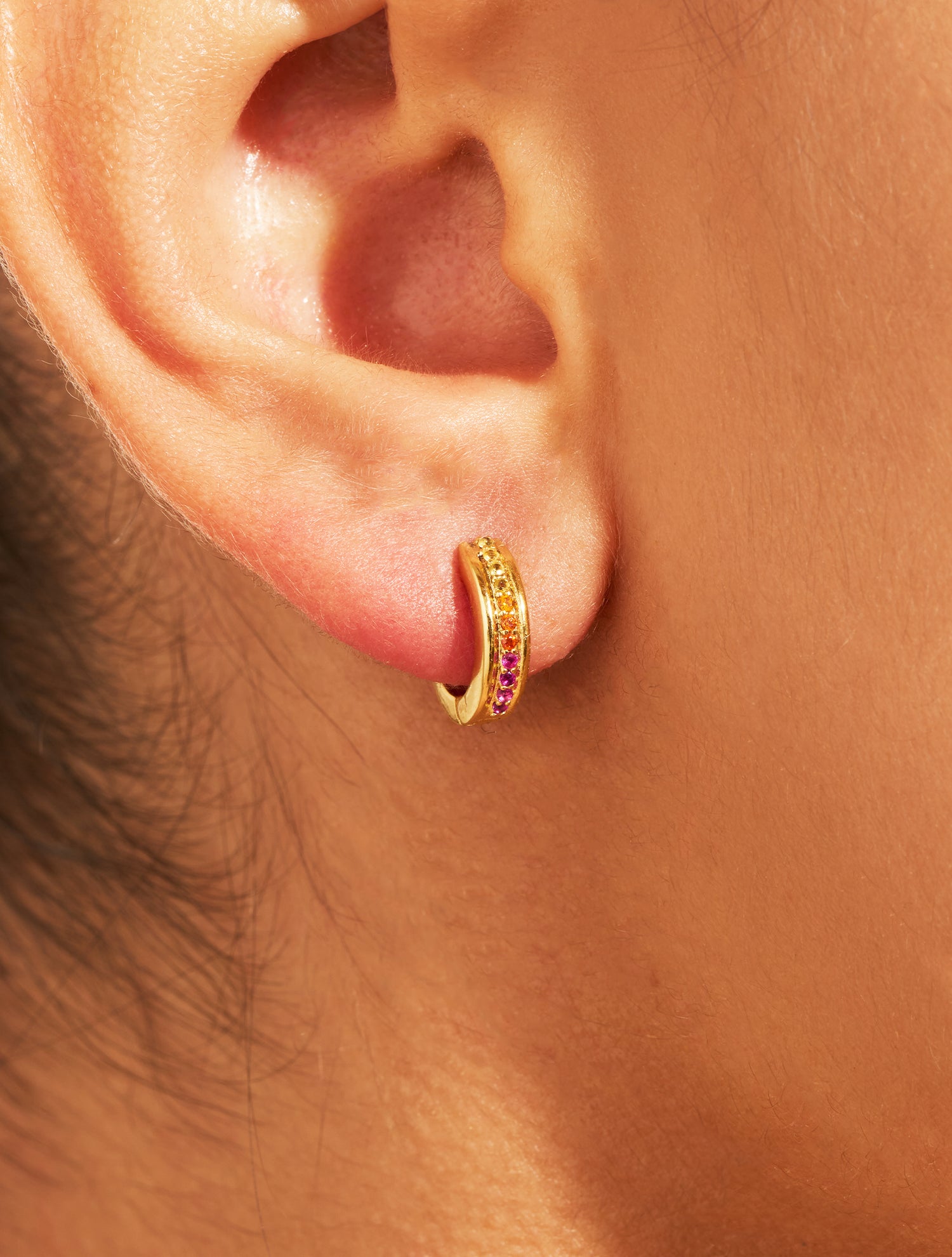 Mini Créoles Rive D'or striées - jaunes, oranges, fushia