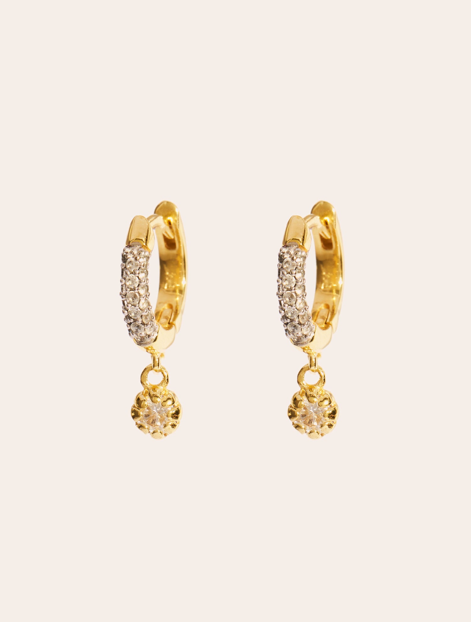 Mini Créoles Rive D'or pampilles - Zircons blancs