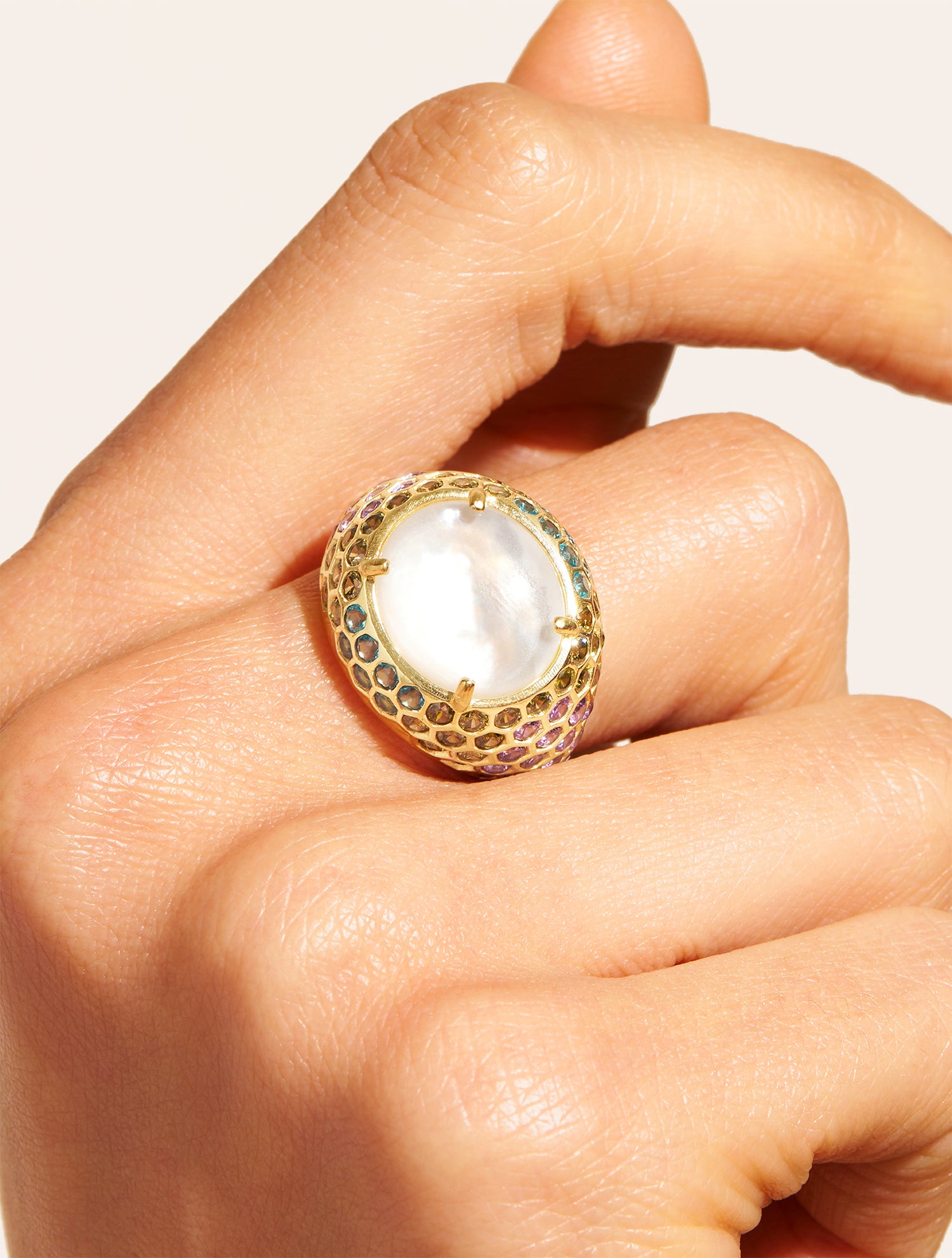 Mother-of-pearl turtle ring - Soleil sauvage II 