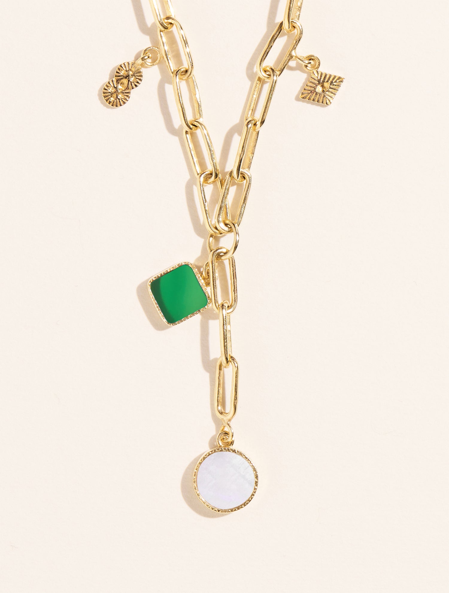 Sautoir Arya - Onyx Vert et Pierre de Lune