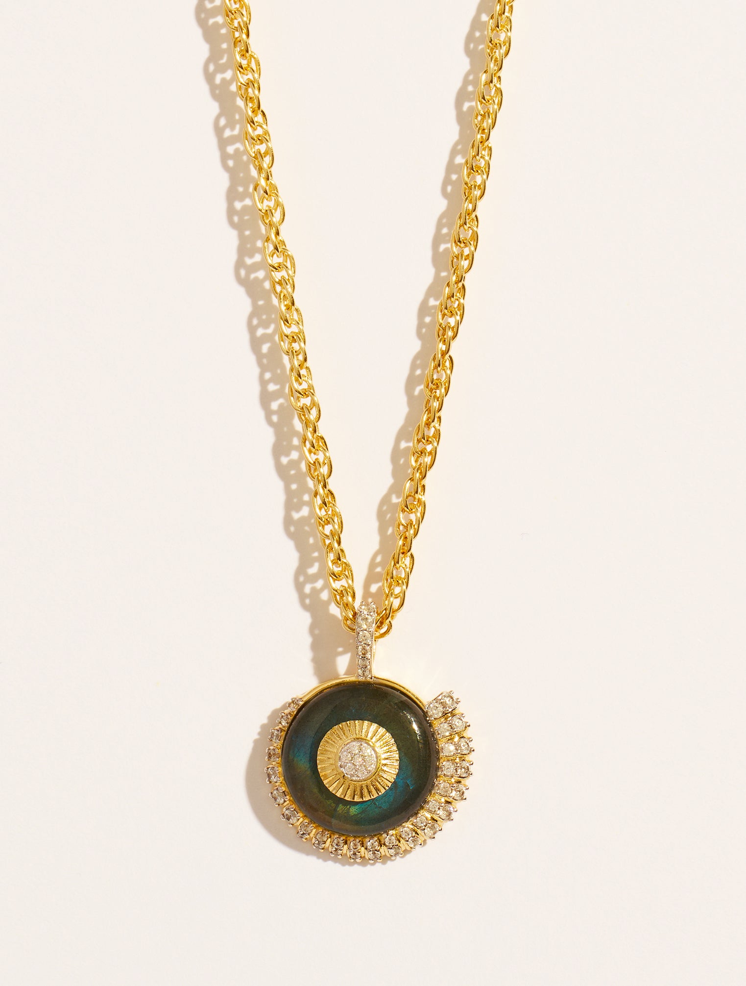 Shell necklace - Labradorite | Be Maad - Shell necklace in 18K gold ...