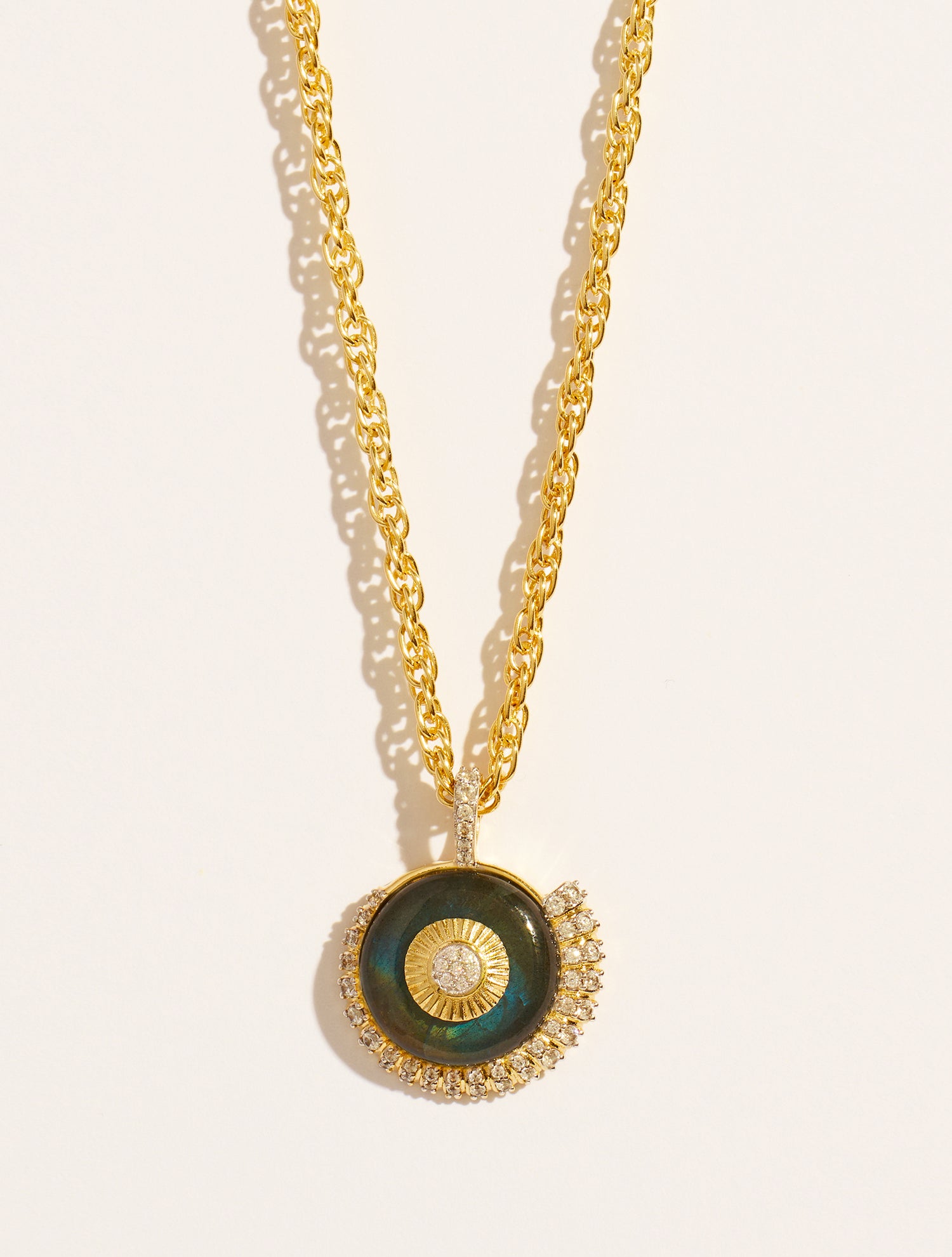 Shell long necklace - Labradorite