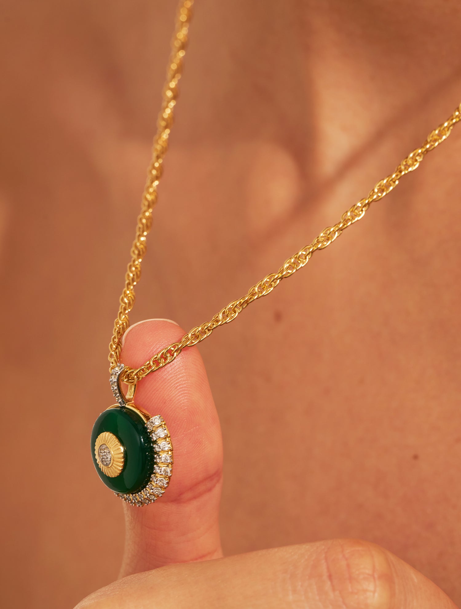 Sautoir coquillage - Onyx vert