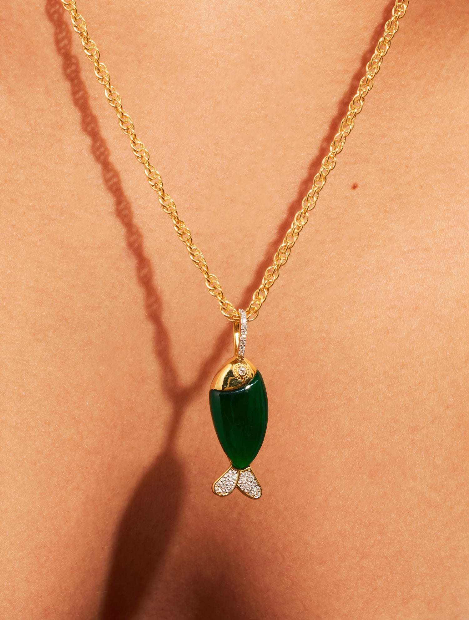 Sautoir poisson - Onyx vert