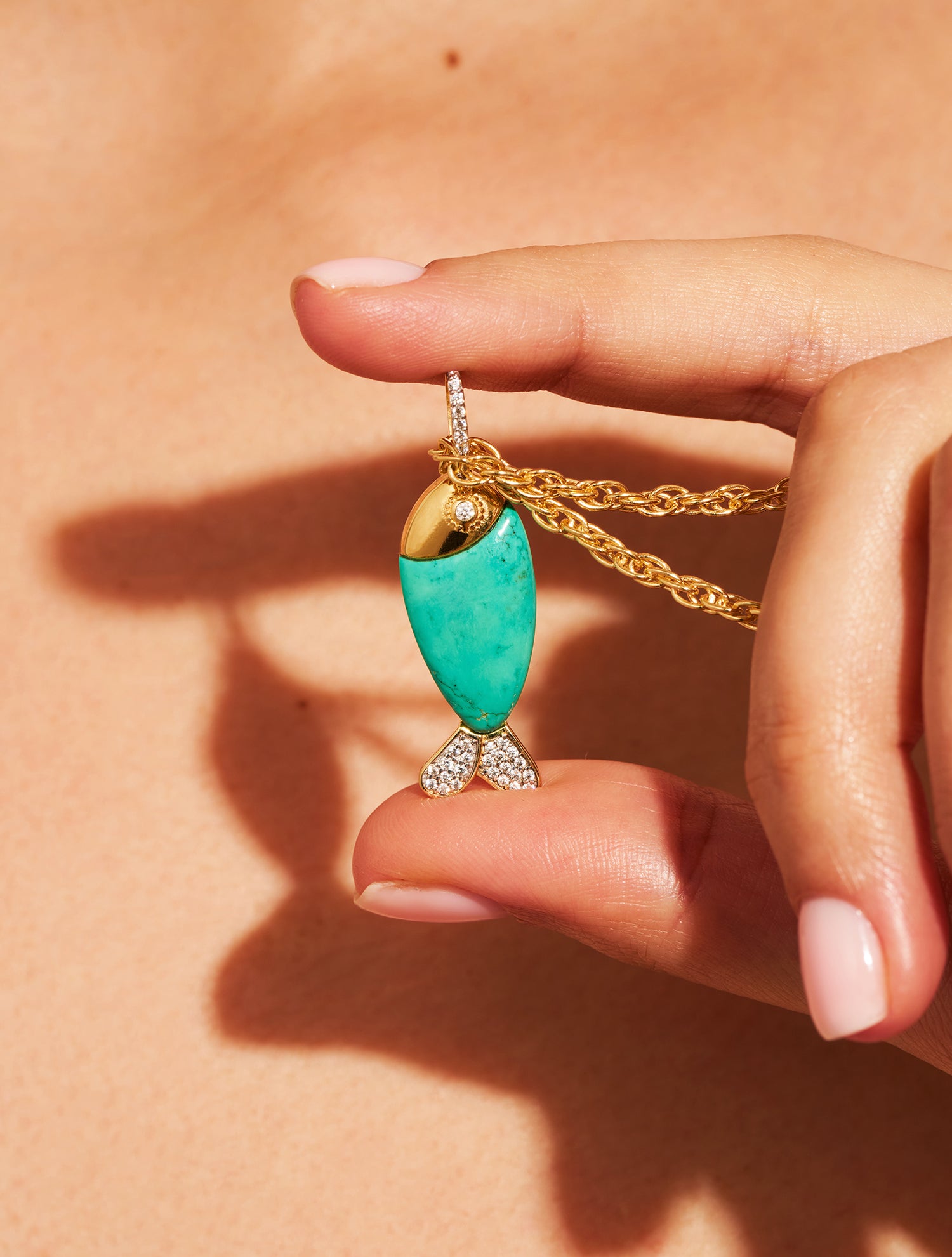 Fish long necklace - Turquoise