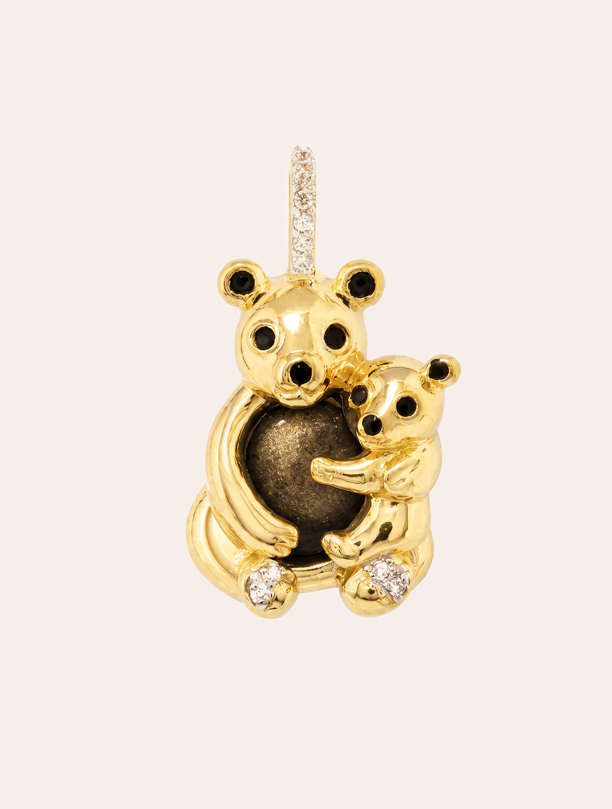 Pendentif Toteme - Panda - obsidienne dorée