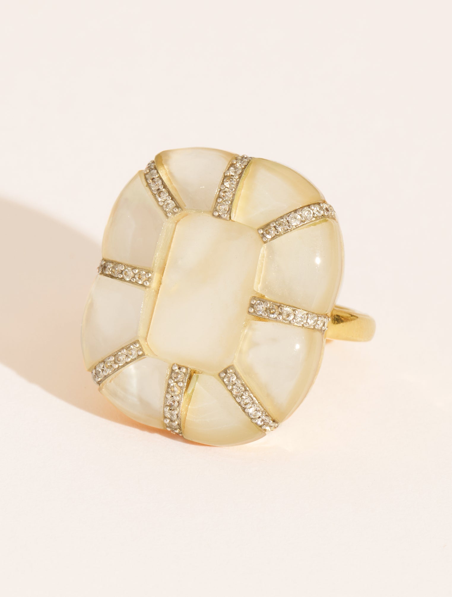 Bague ronde en nacre sur argent 925 - Un grand marché