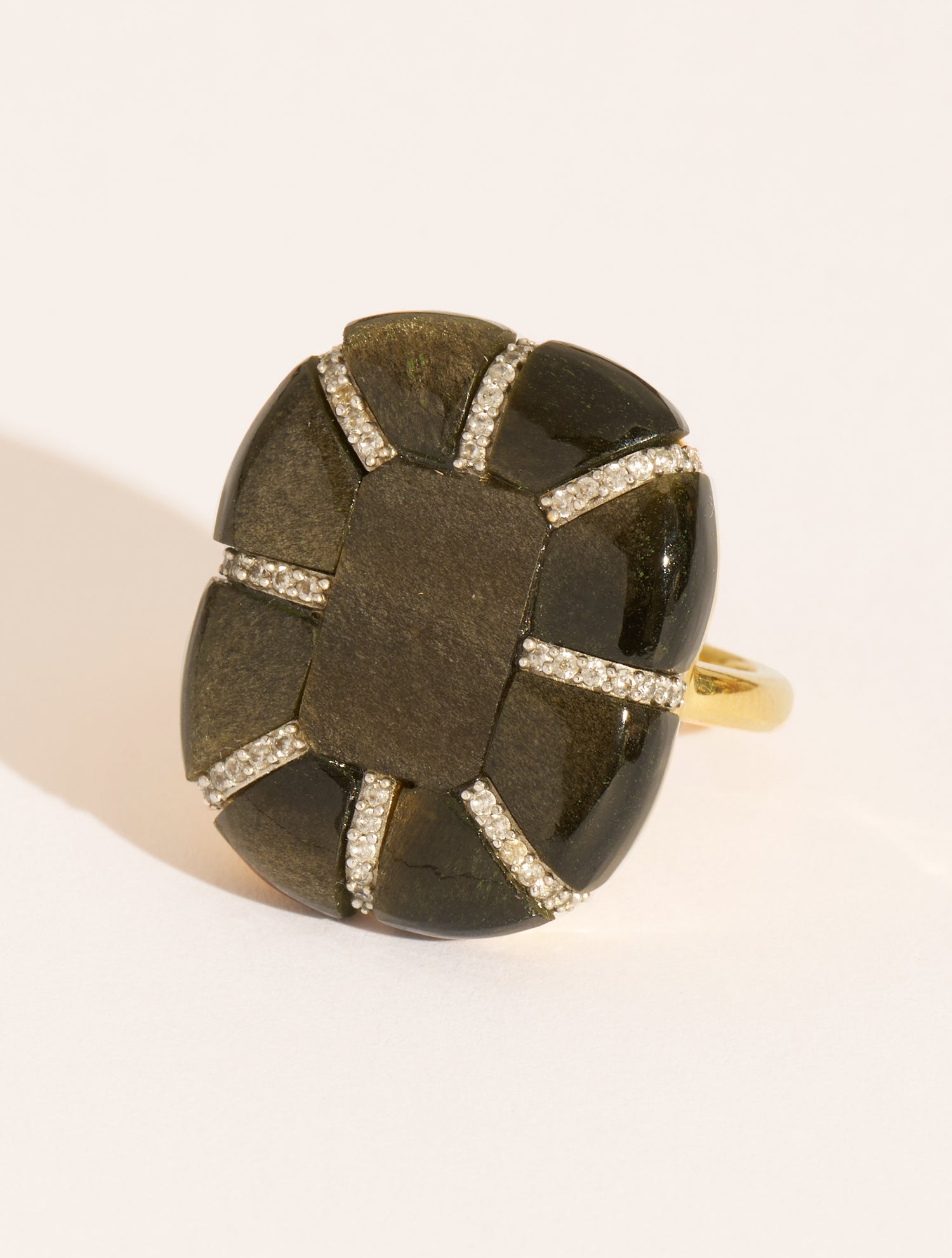 Bague Reem - Obsidienne Dorée