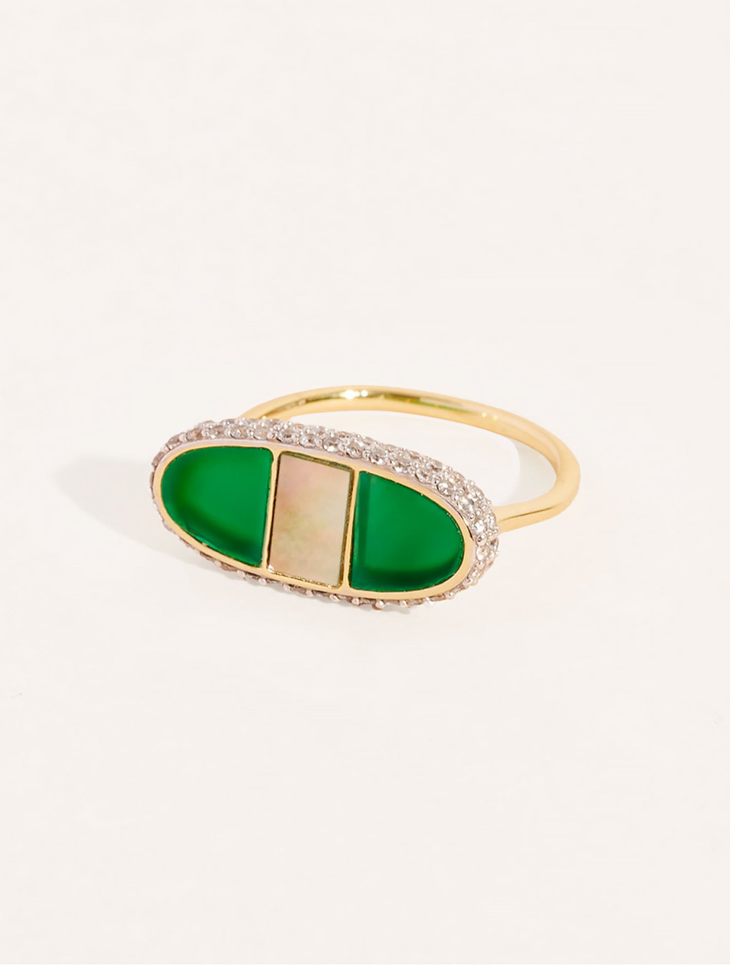 Bague Izy 1 - Onyx Vert / Nacre Grise