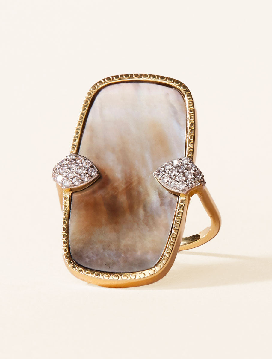 Bague Sangha - Nacre Grise