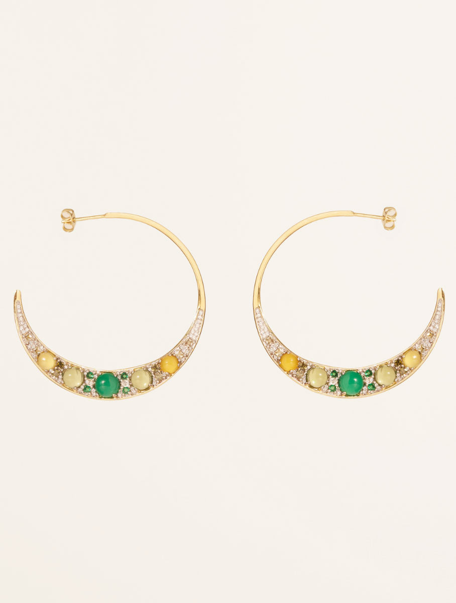 Boucles d'oreilles Mirage - Onyx Vert, Prehnite & Citrine