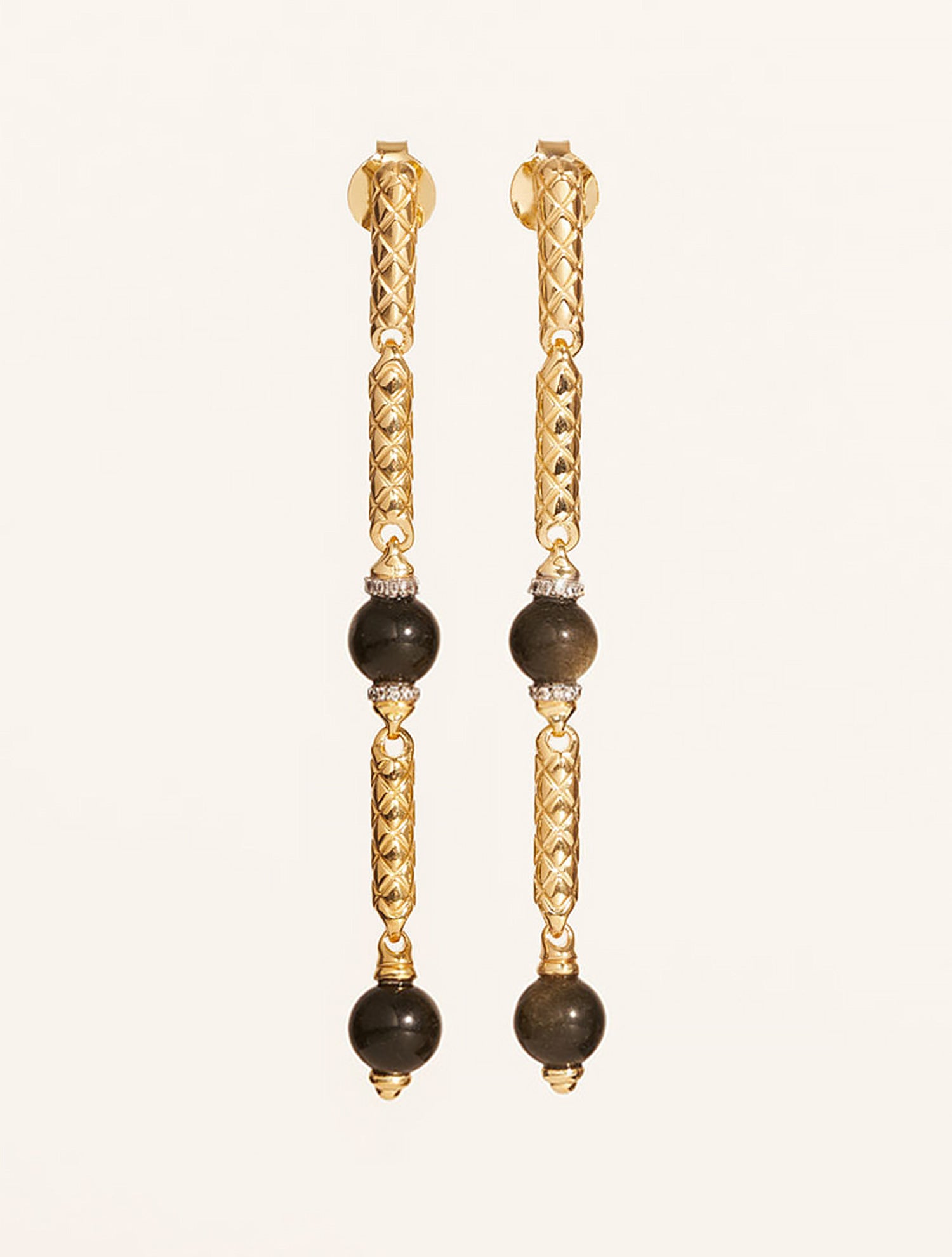 Boucles d'oreilles Oro - Obsidienne Dorée