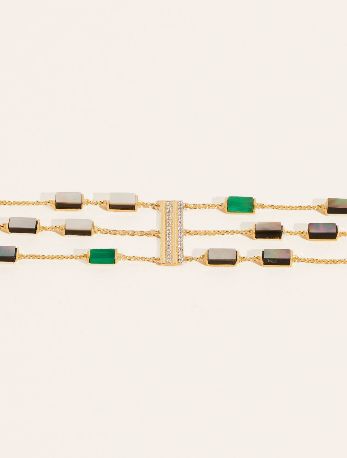 Bracelet Mara - Onyx Vert / Nacre grise