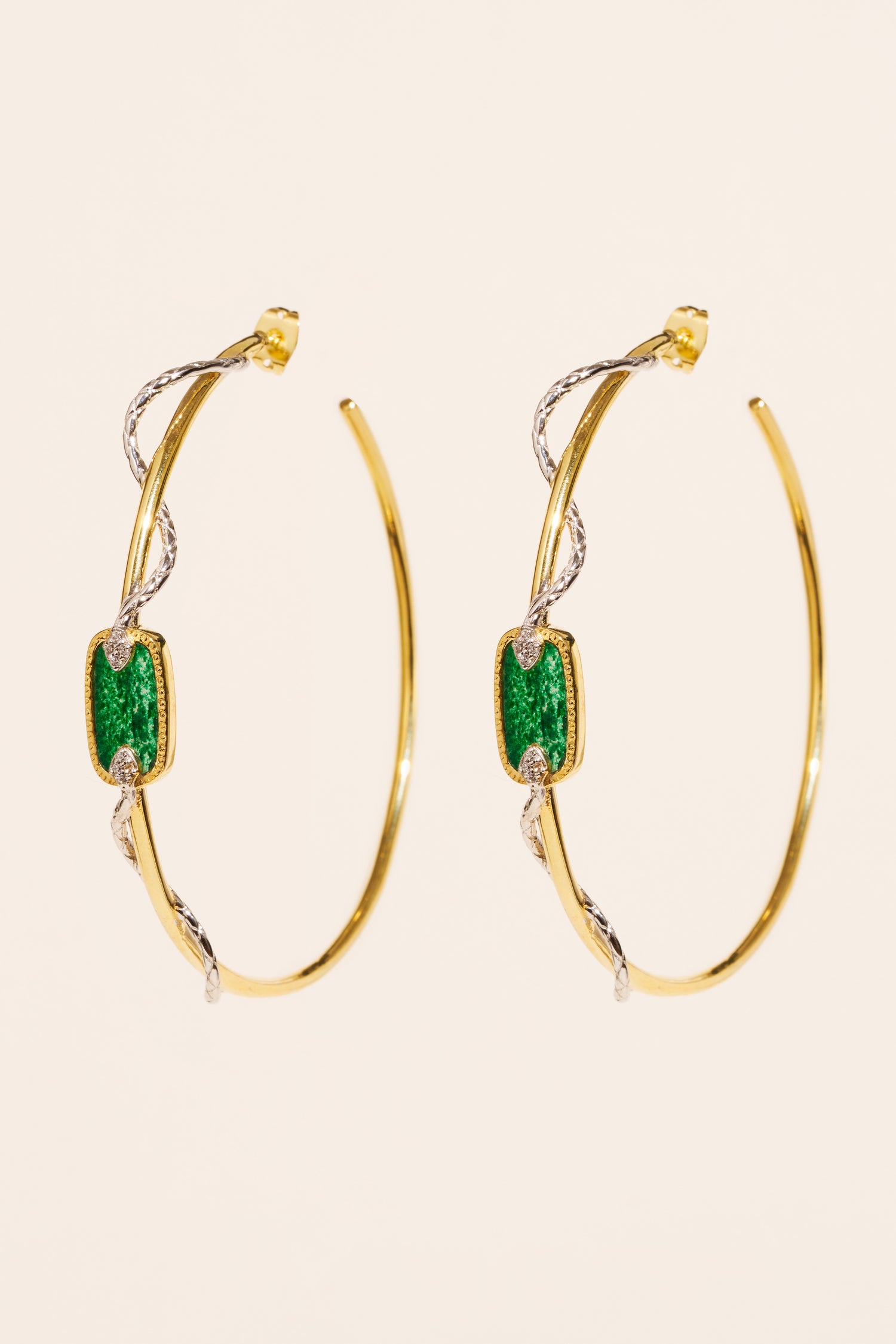 Boucles doreilles_dorees_vertes_creoles_aventurine