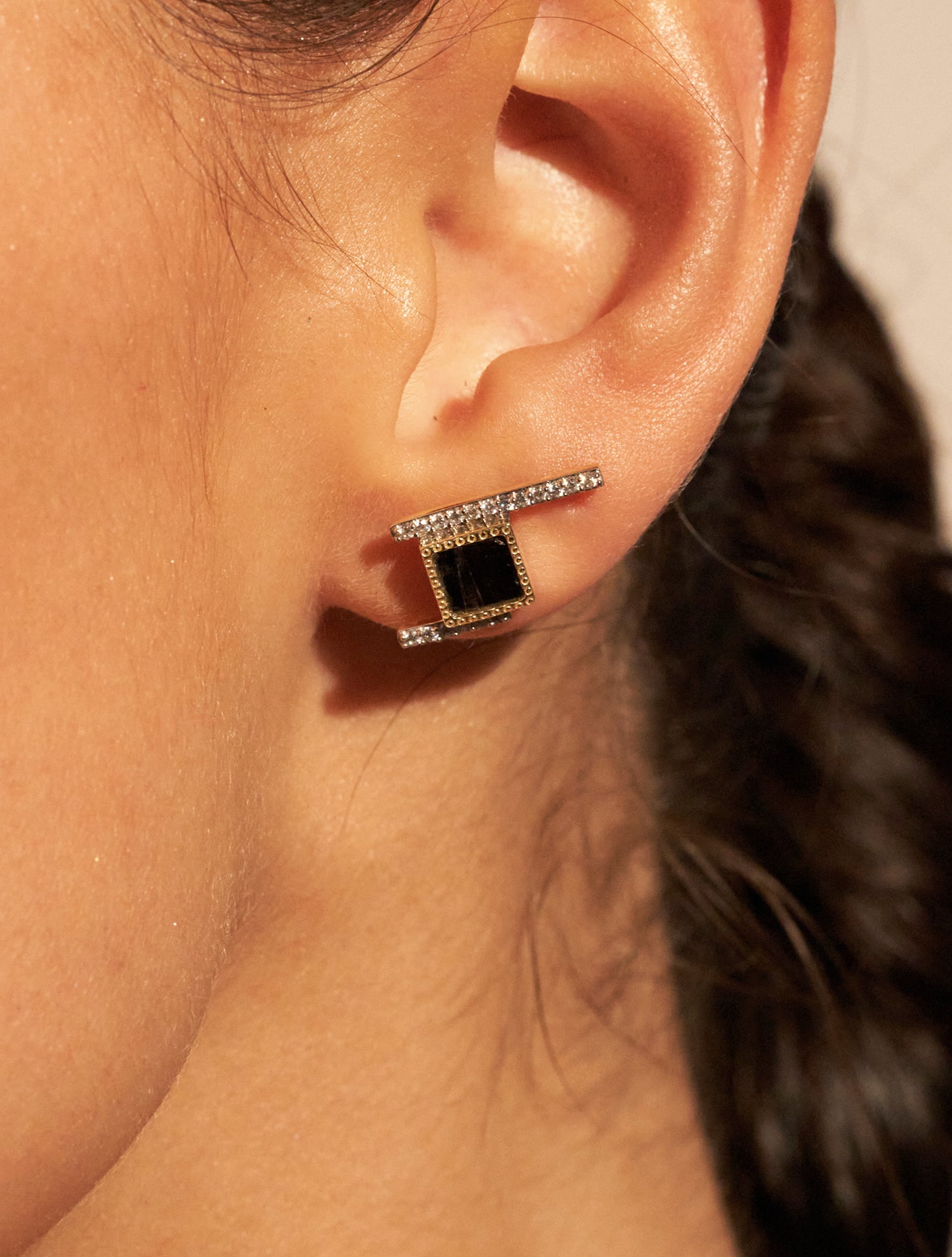 Boucles d'oreilles Kara - Onyx Texturé