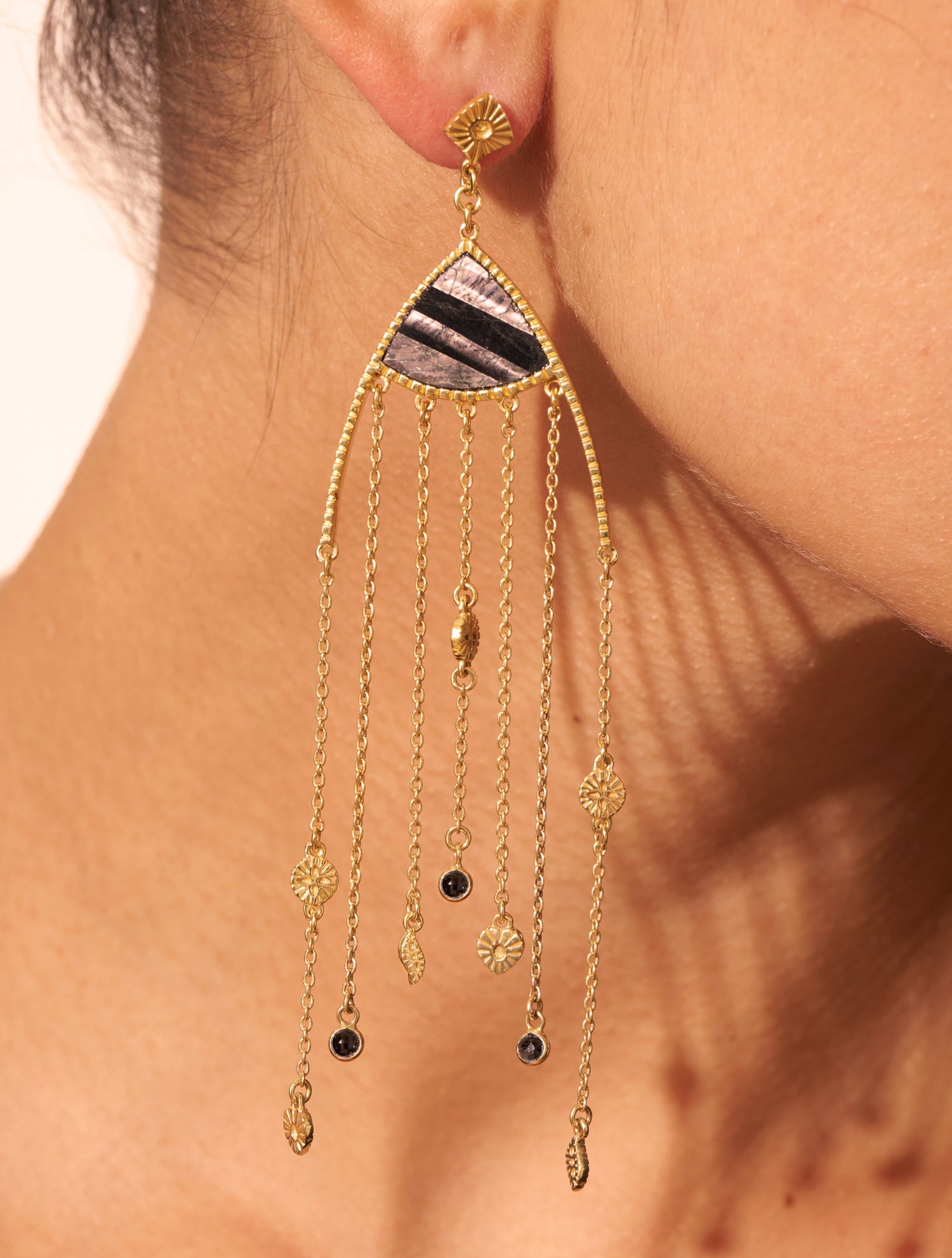 Boucles d'oreilles Mina - Onyx Texturé