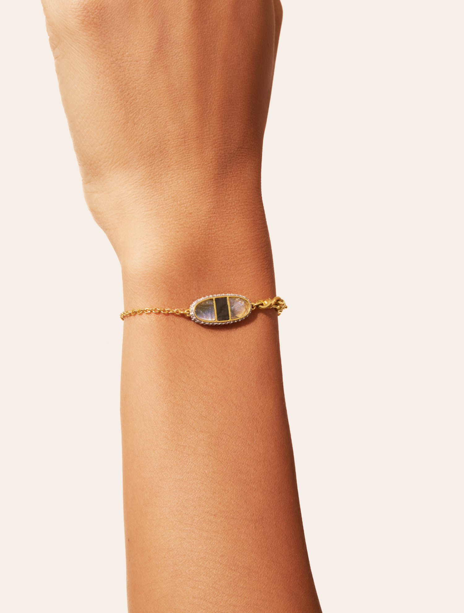 Bracelet Izy - Onyx Texturé  / Labradorite