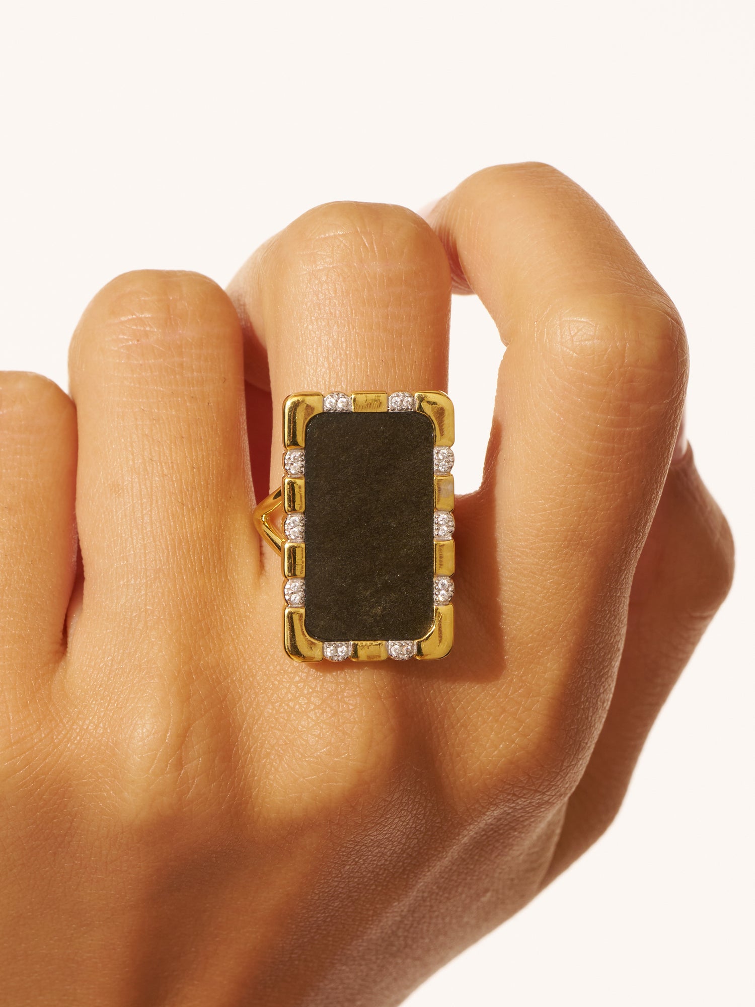 Bague Bianca - Obsidienne dorée