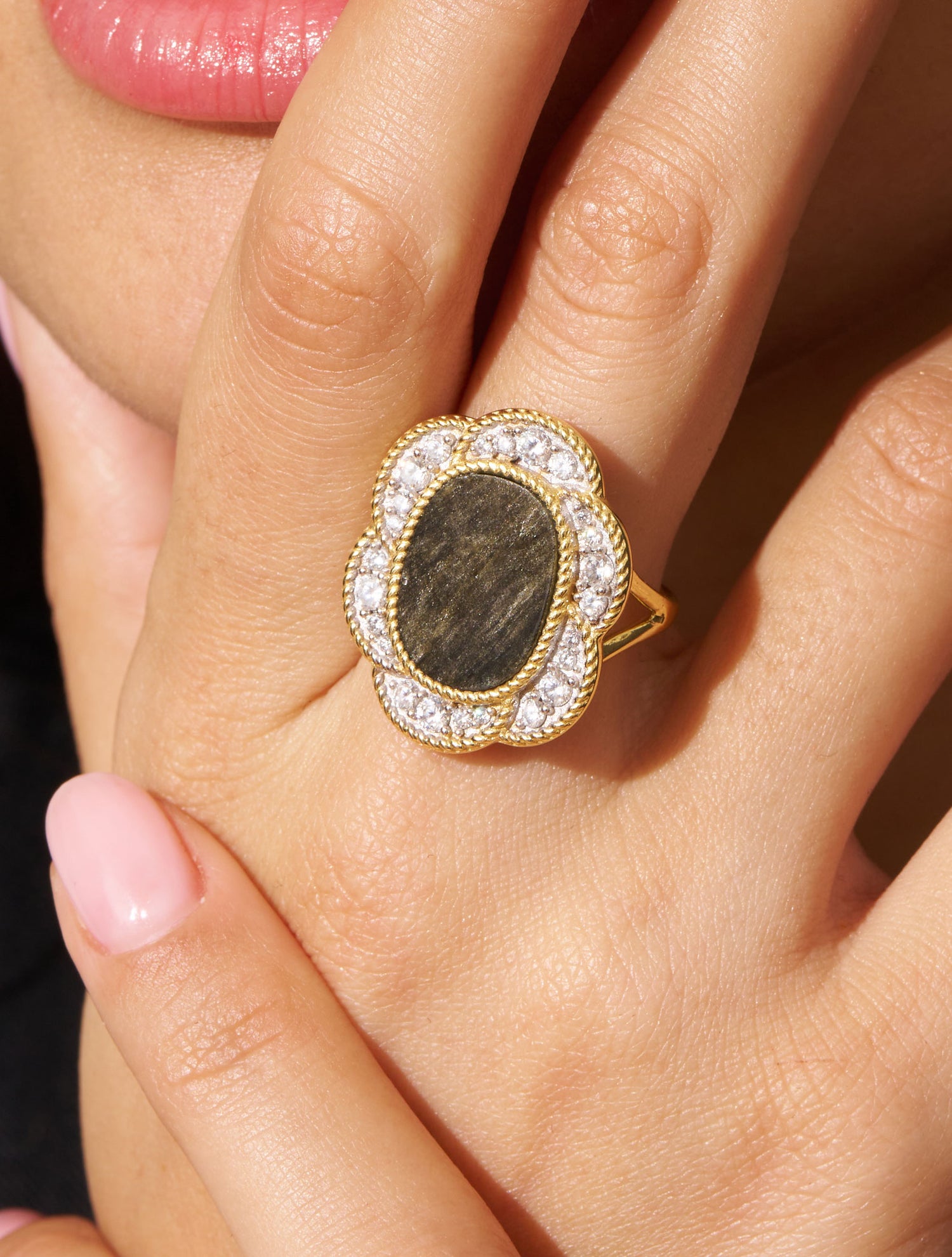 Bague Esmée - Obsidienne dorée