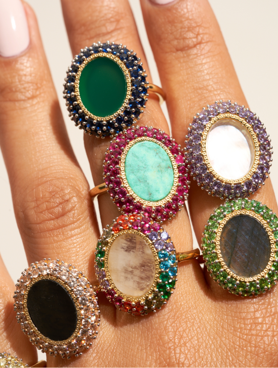 bague ovale mirage pierre naturelle