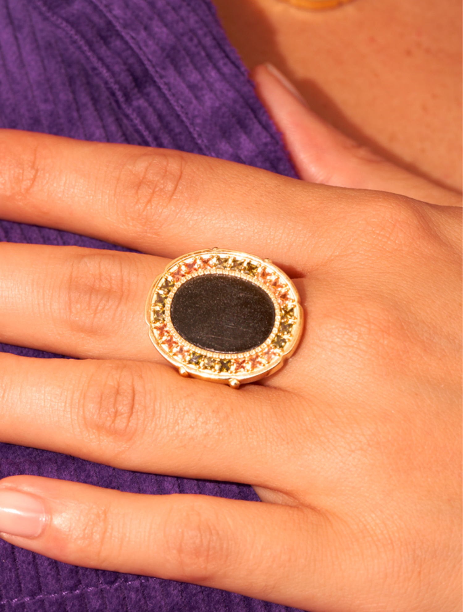 Bague Hera - Obsidienne Dorée