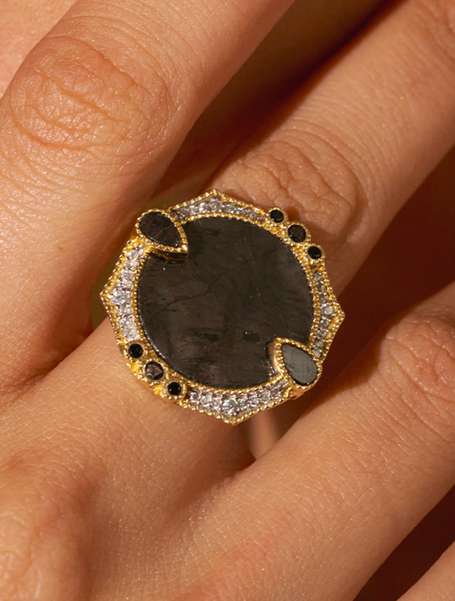 Bague Janih - Onyx Texturé