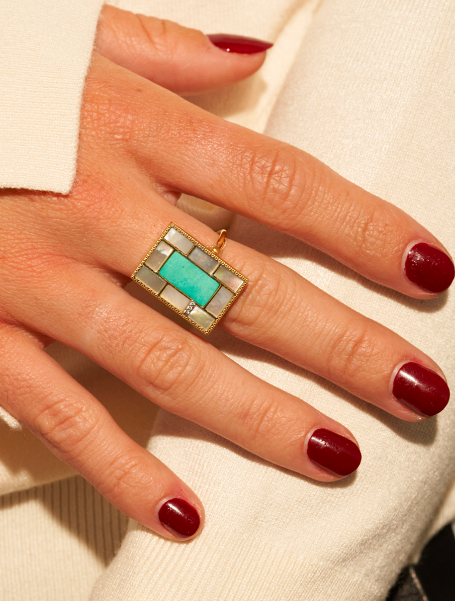 Bague Mara - Nacre / Turquoise