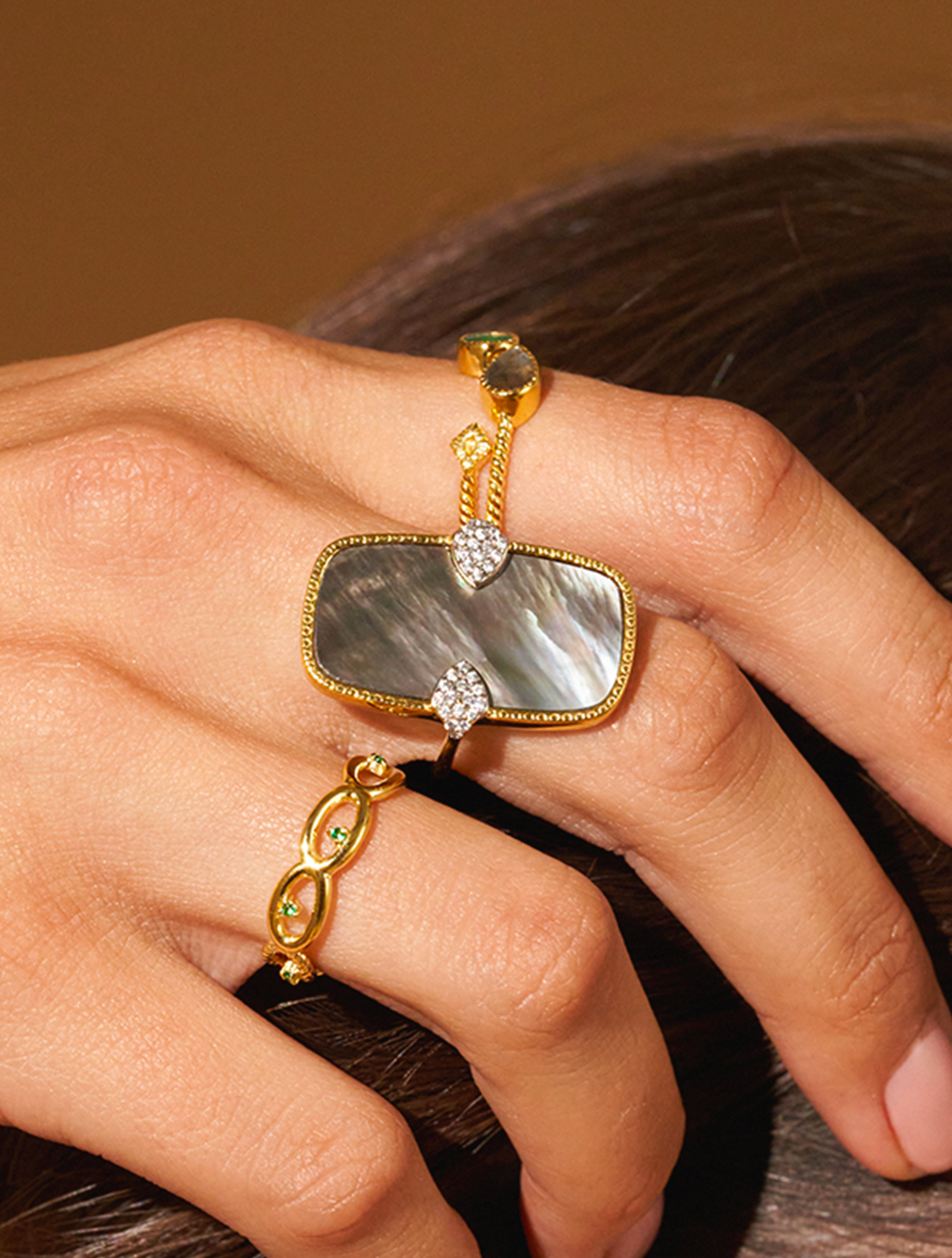 Sangha Ring - Grey Mother-of-Pearl