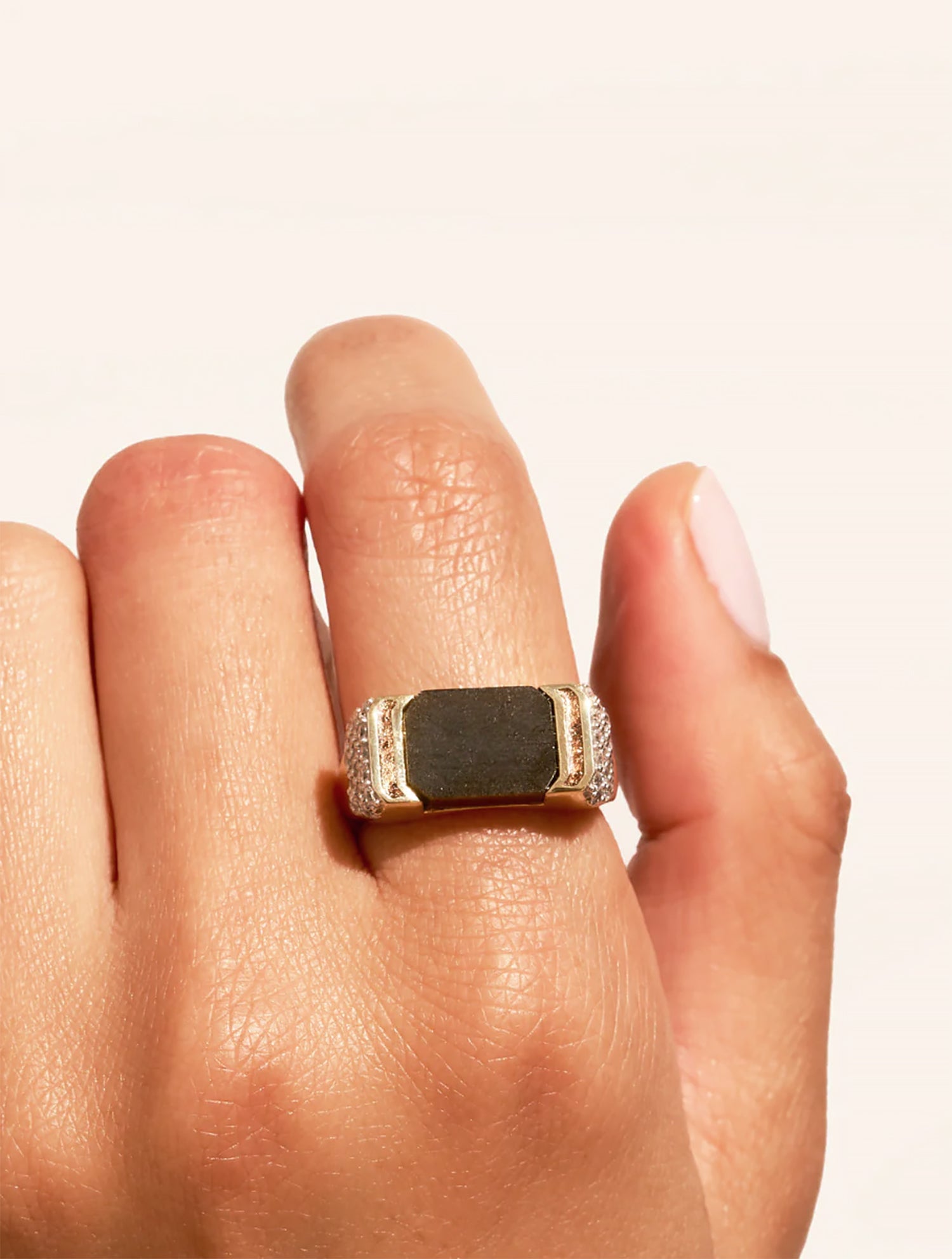 Bague Berry - Obsidienne Dorée