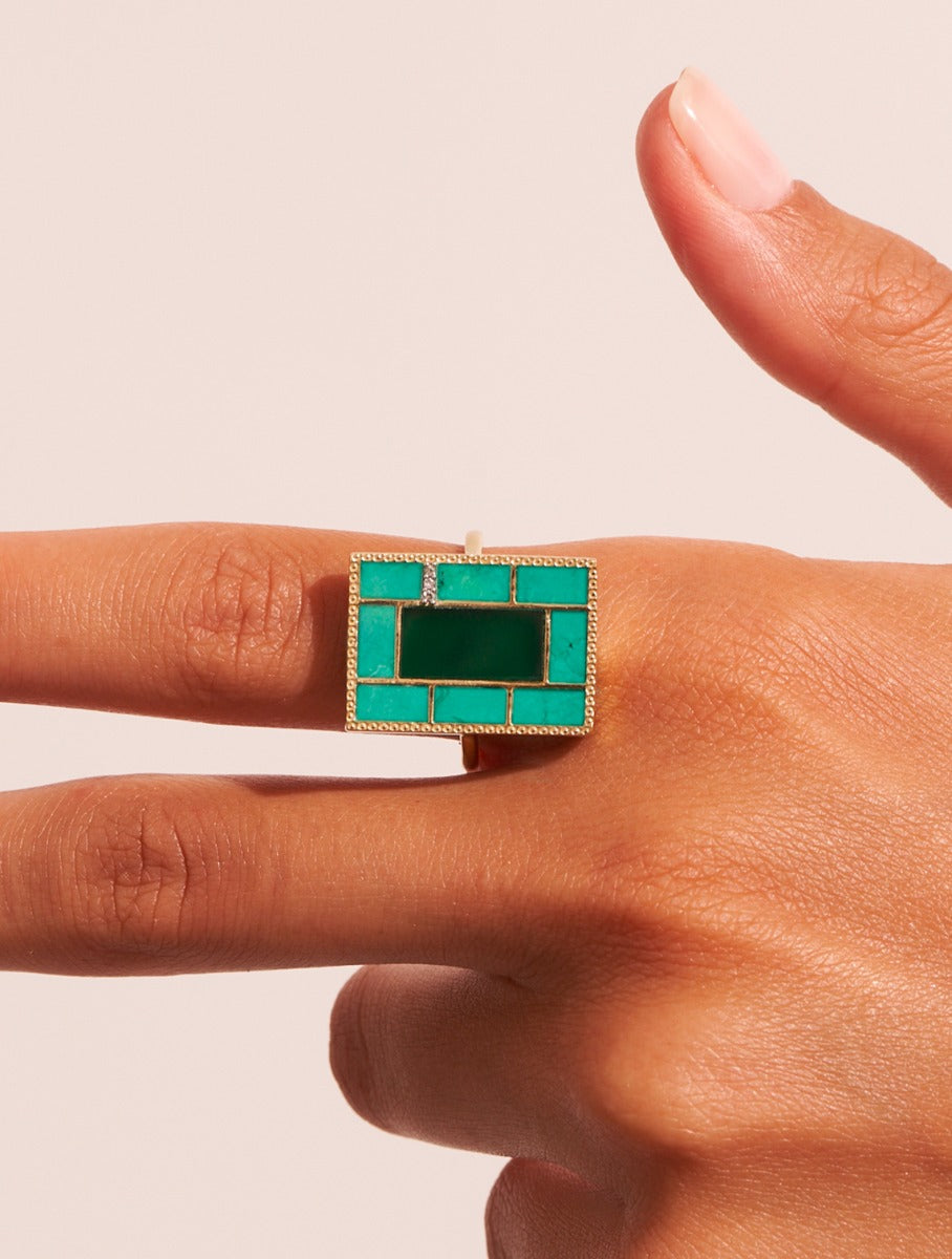 Bague Mara - Onyx Vert / Turquoise