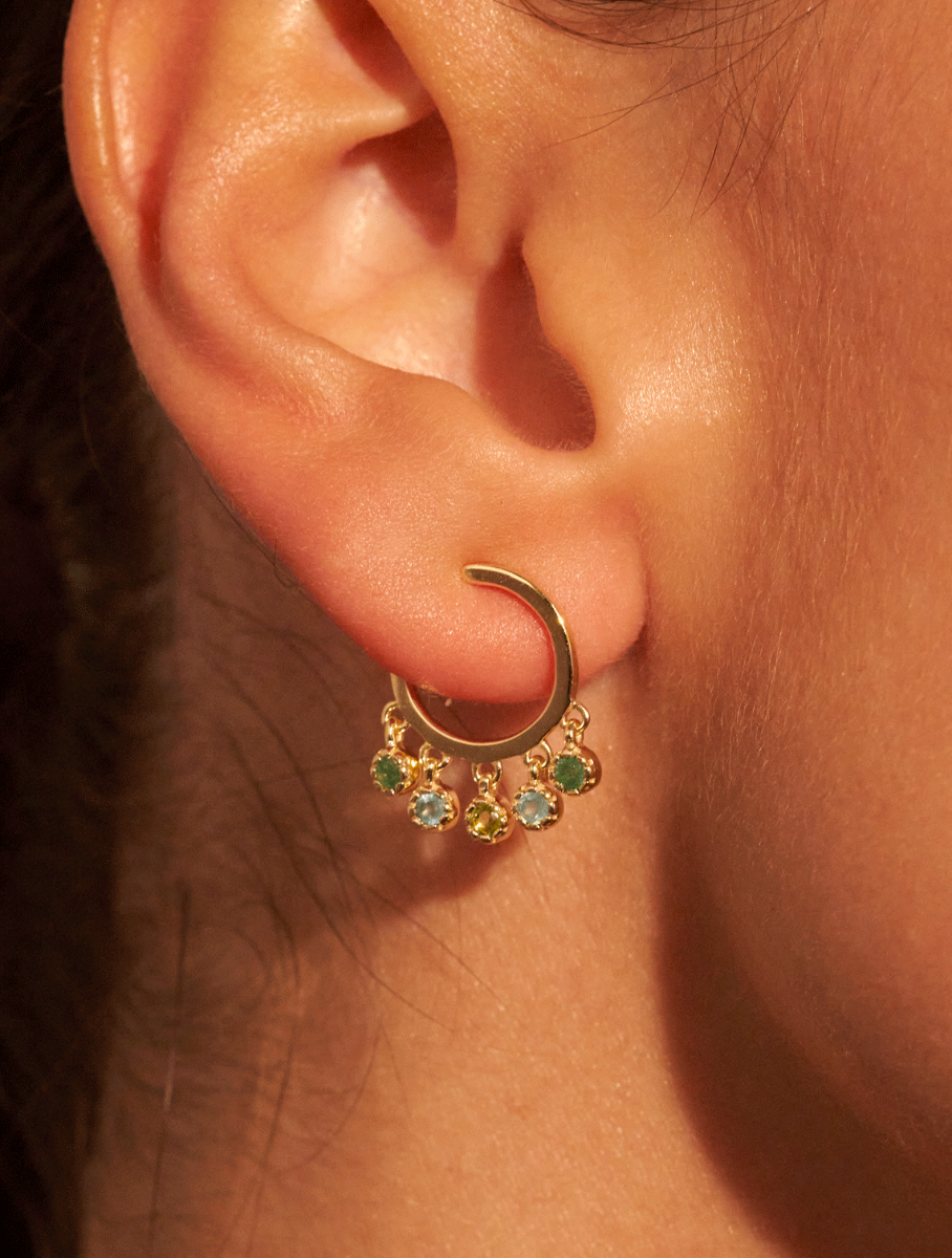 Boucles d'oreilles Mahdi - Aventurine, Calcédoine Bleue et Prehnite