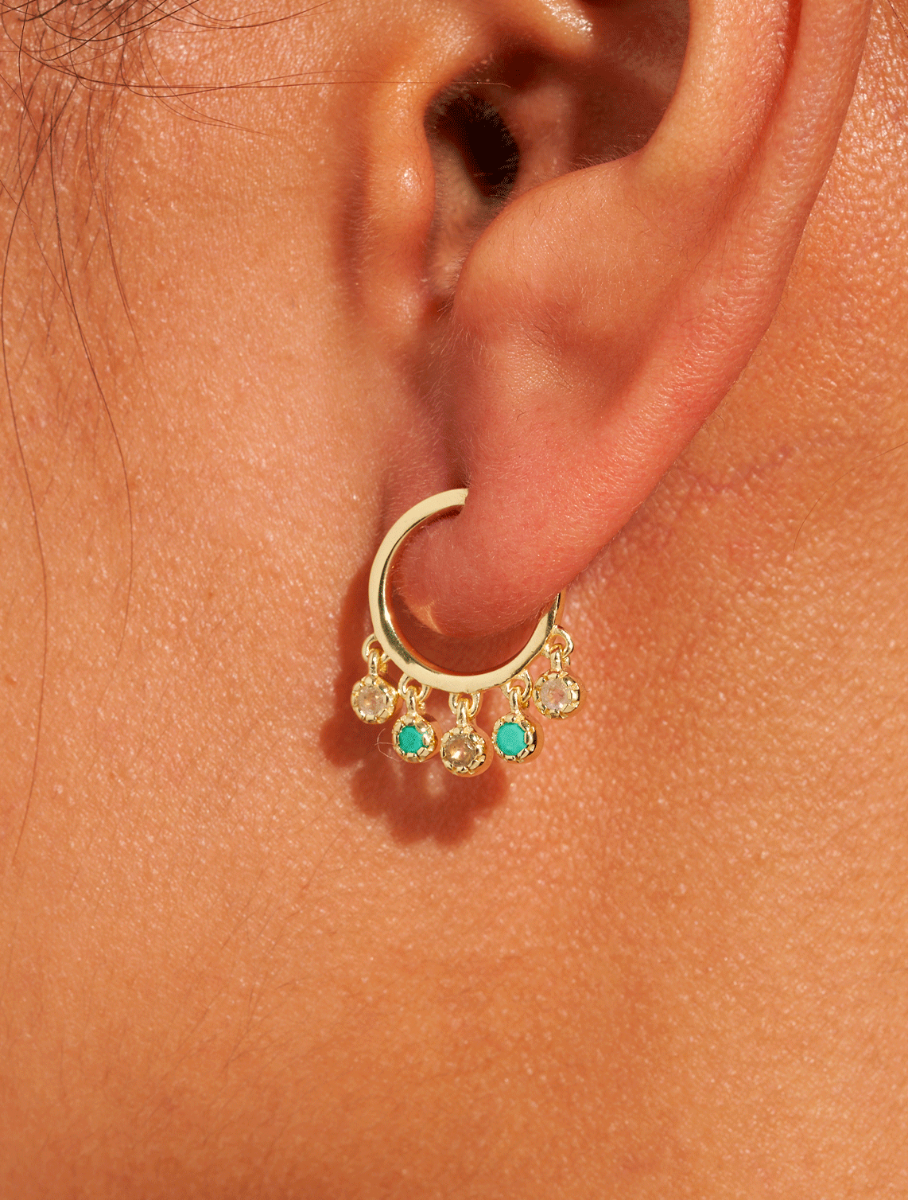 Boucles d'oreilles Mahdi - Pierre de Lune, Turquoise et Labradorite