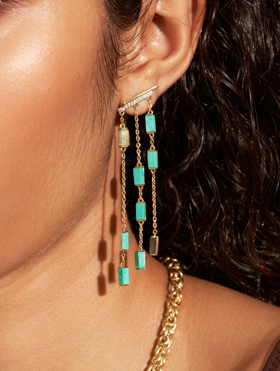 Boucles d'oreilles Mara - Turquoise & Labradorite