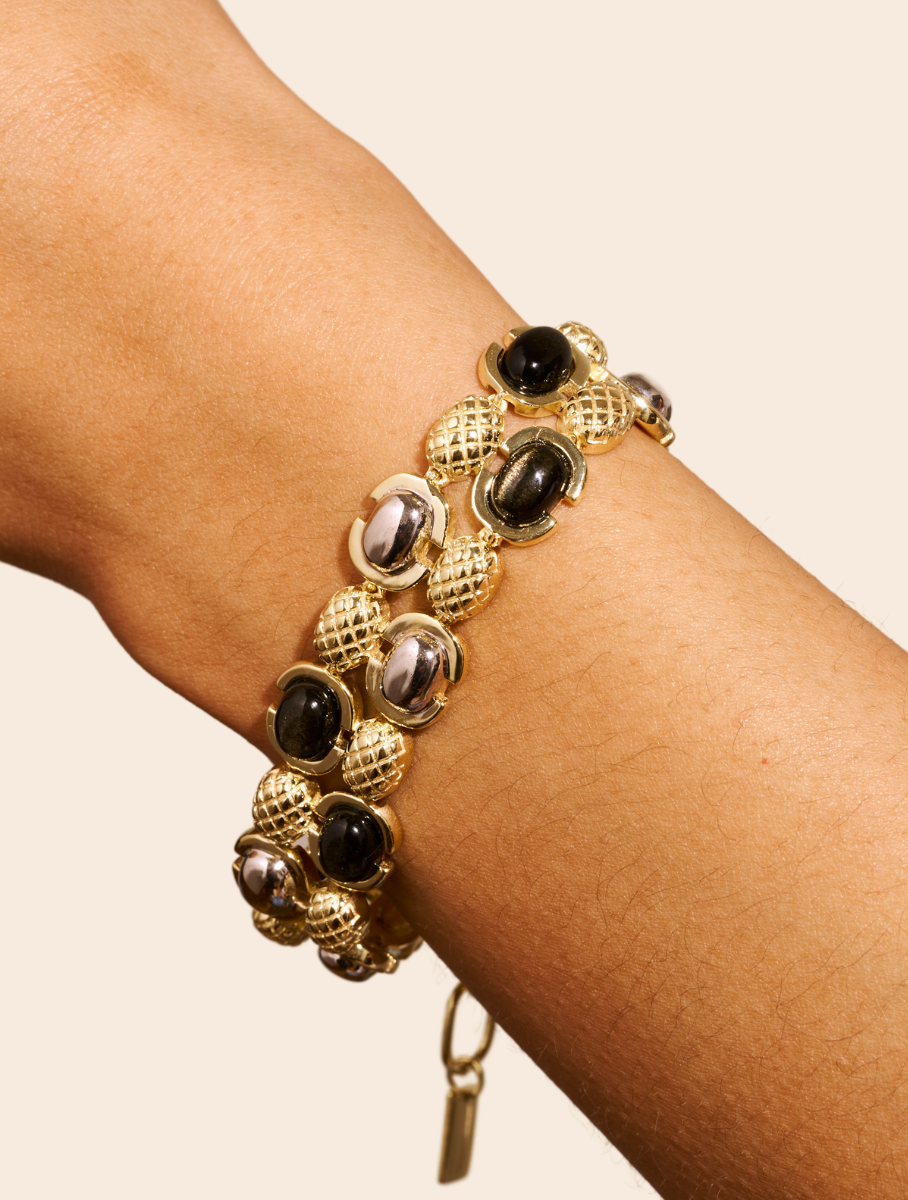 Bracelet Amara - Obsidienne Dorée